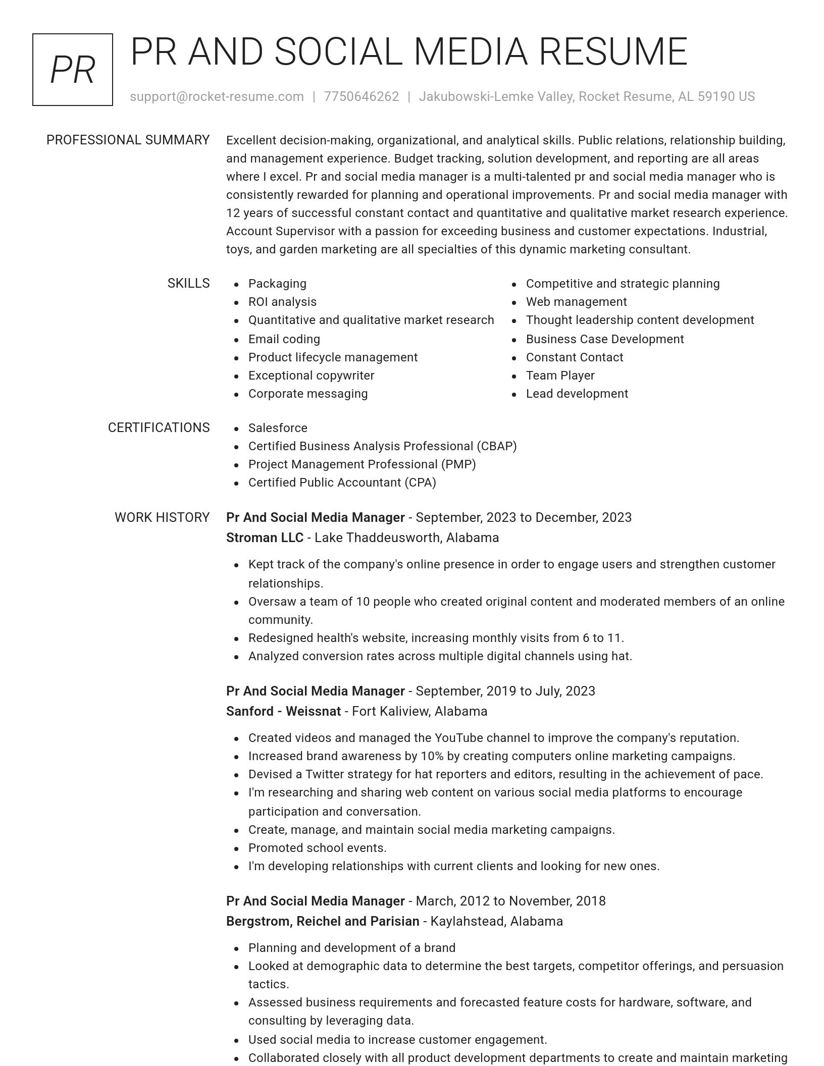 Renowned resume template
