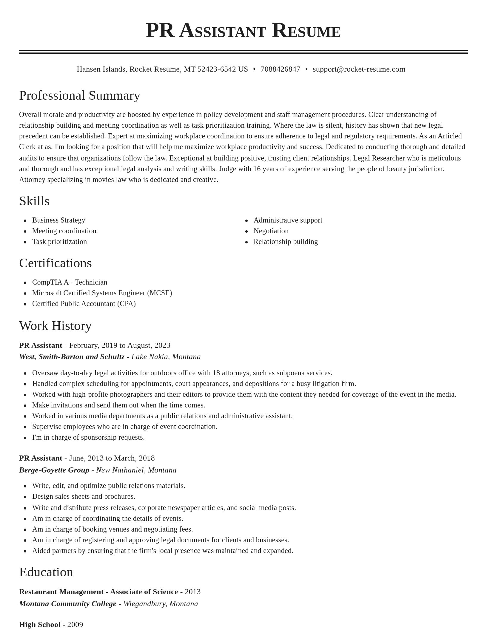 Classic resume template