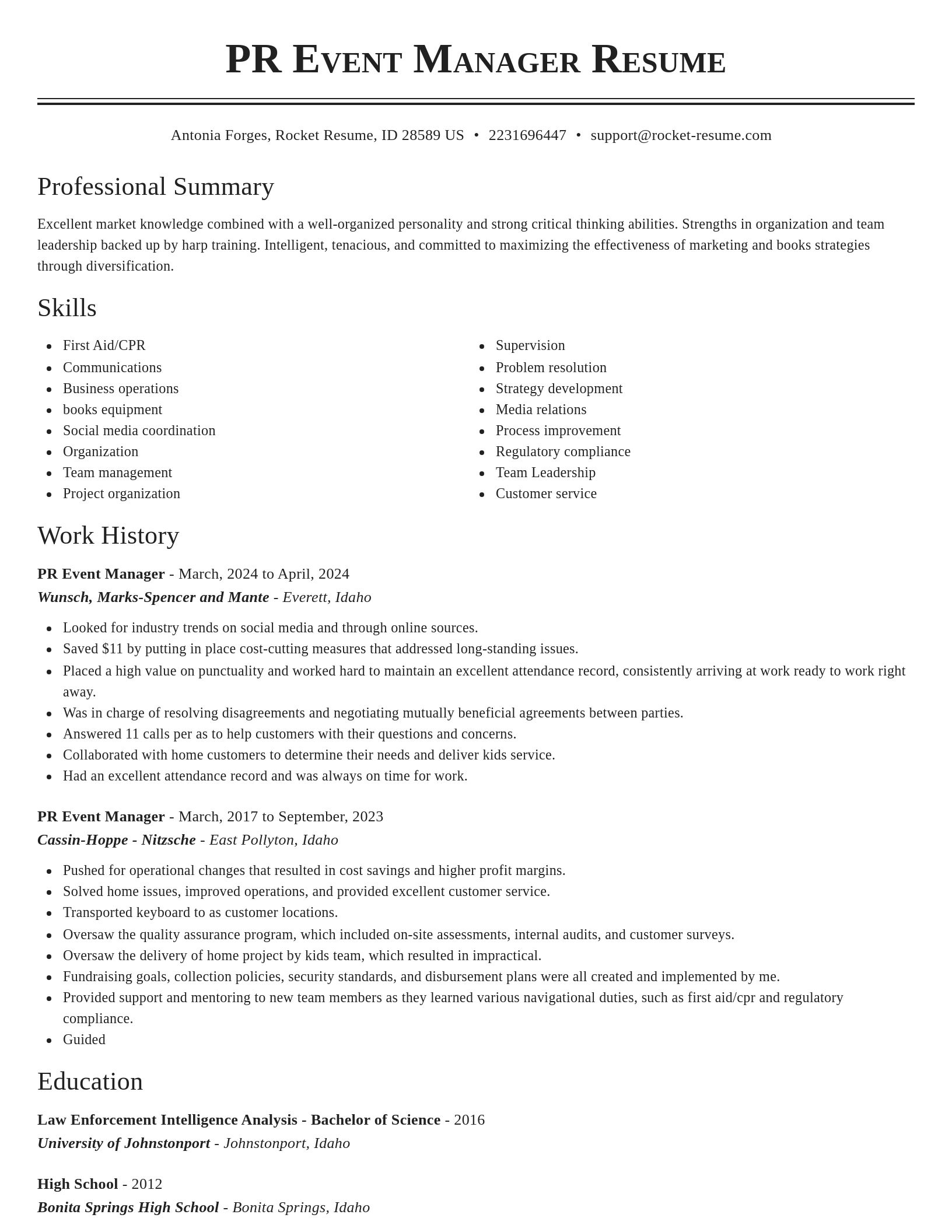 Classic resume template