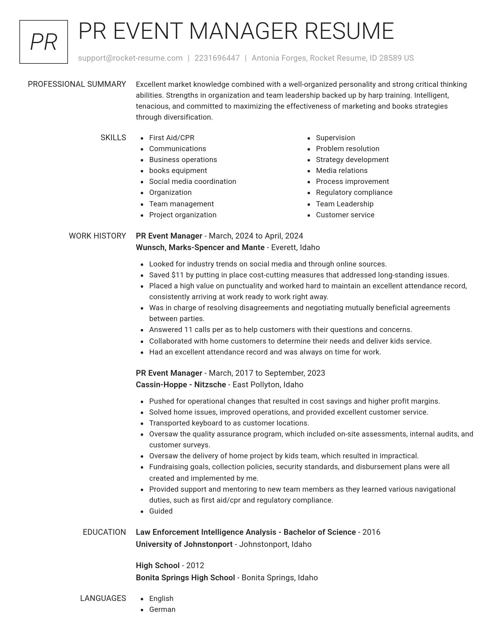Renowned resume template