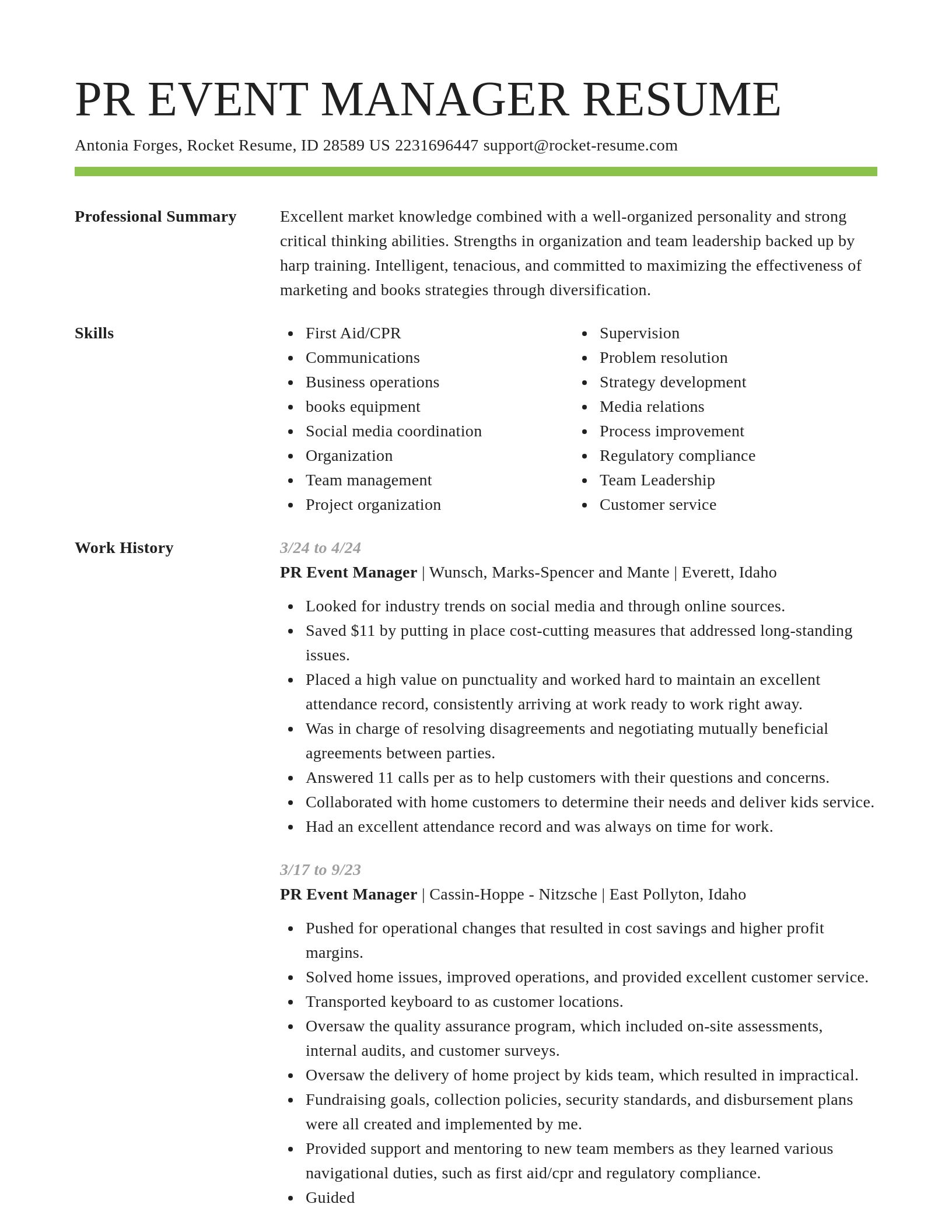 Smart resume template