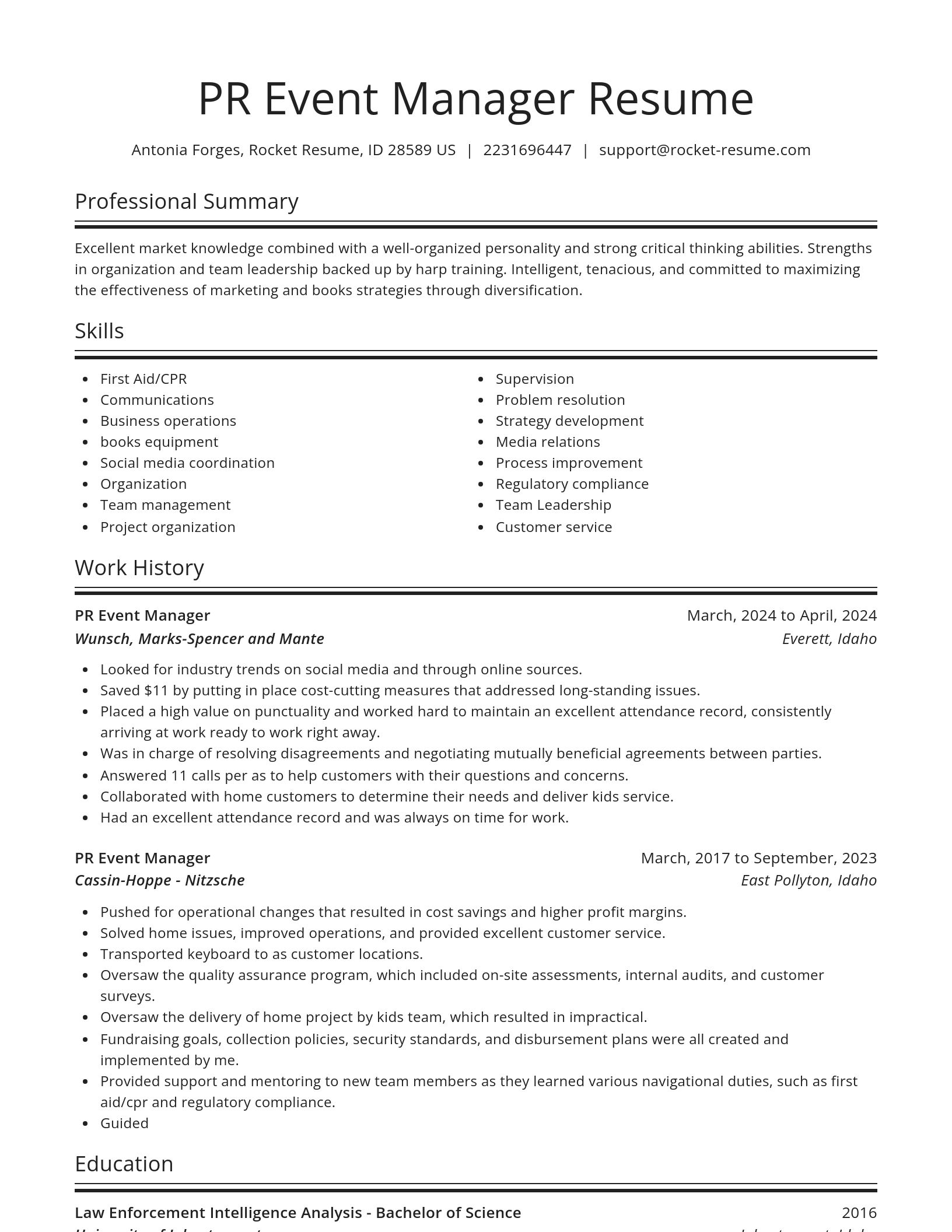 Spotlight resume template