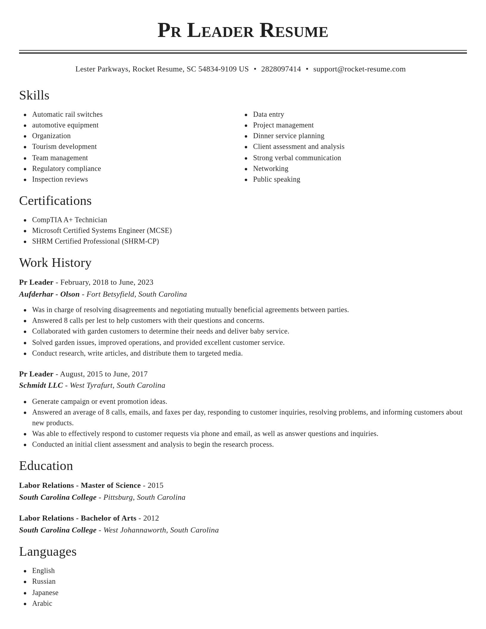 Classic resume template