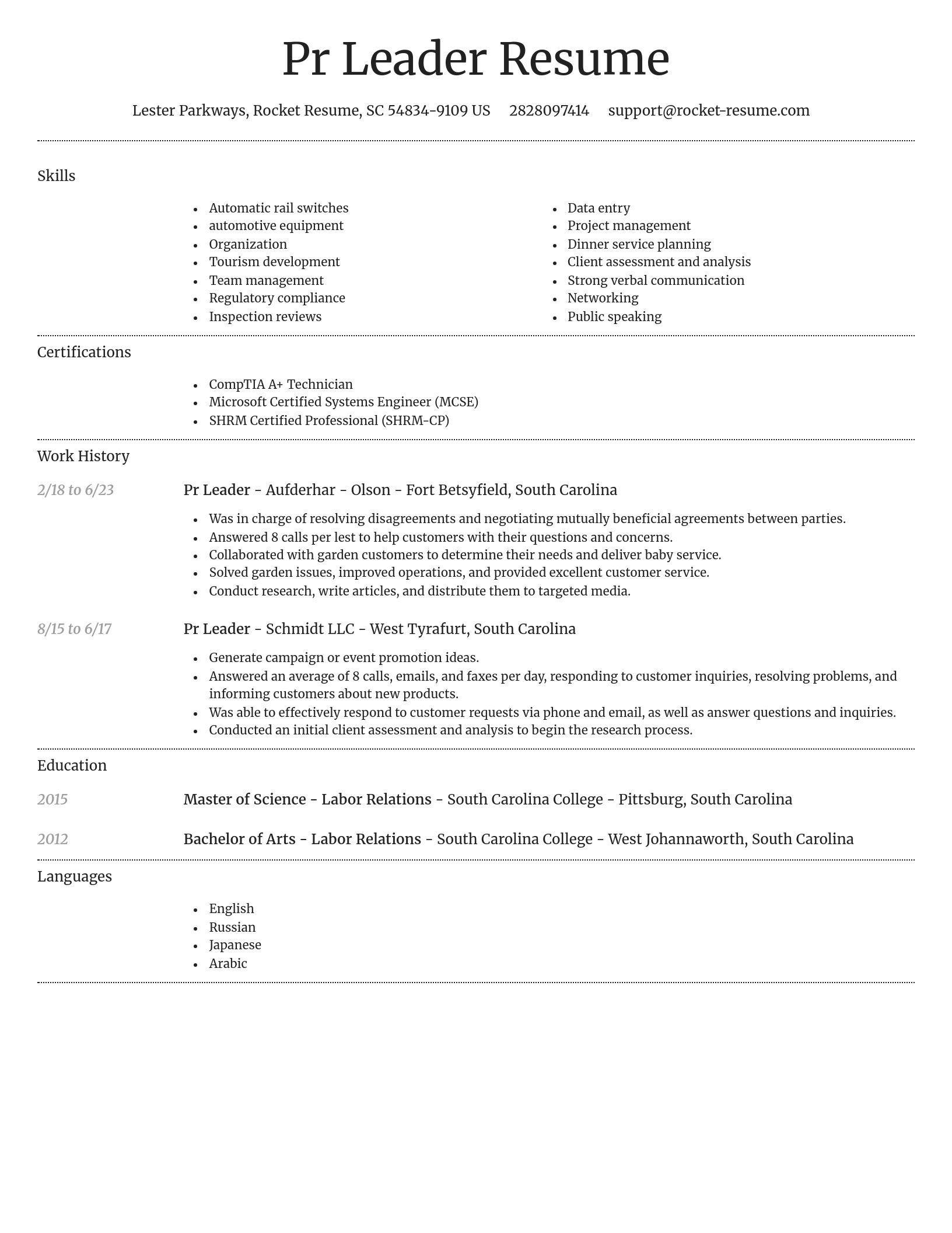 Dignified resume template