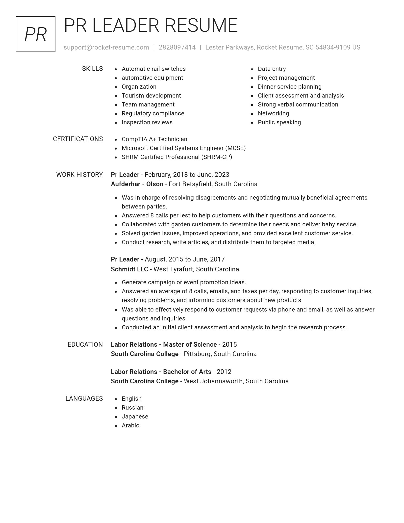 Renowned resume template