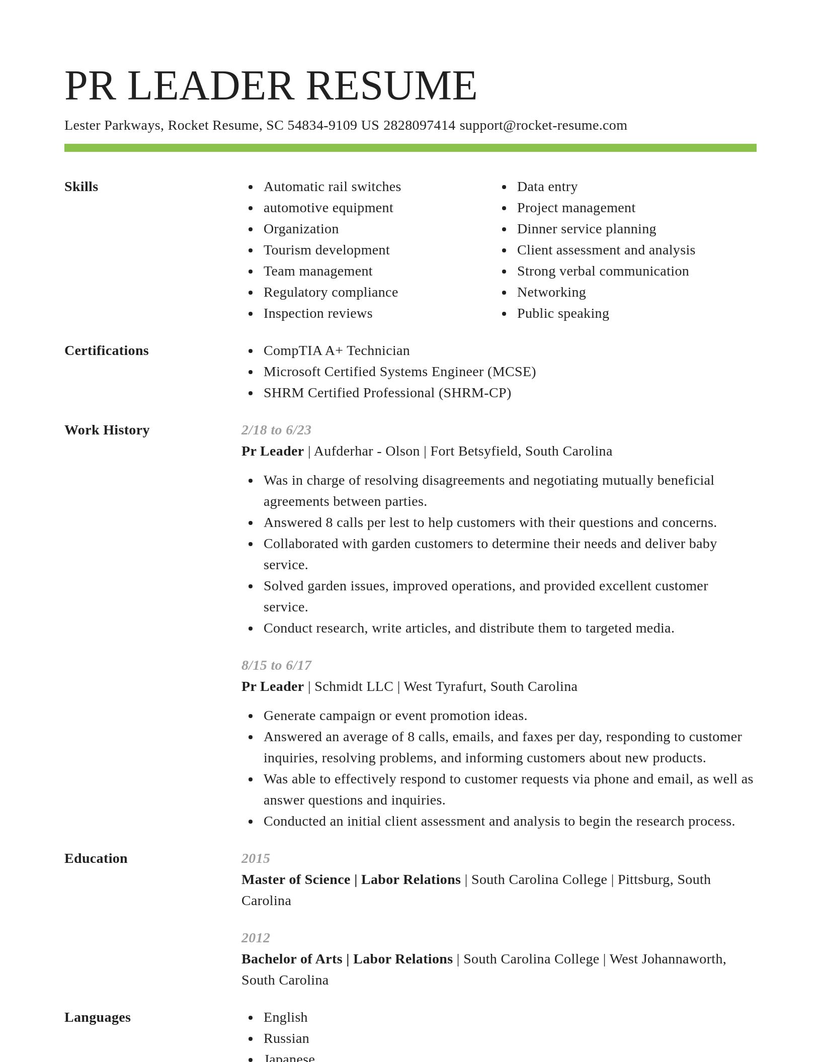 Smart resume template