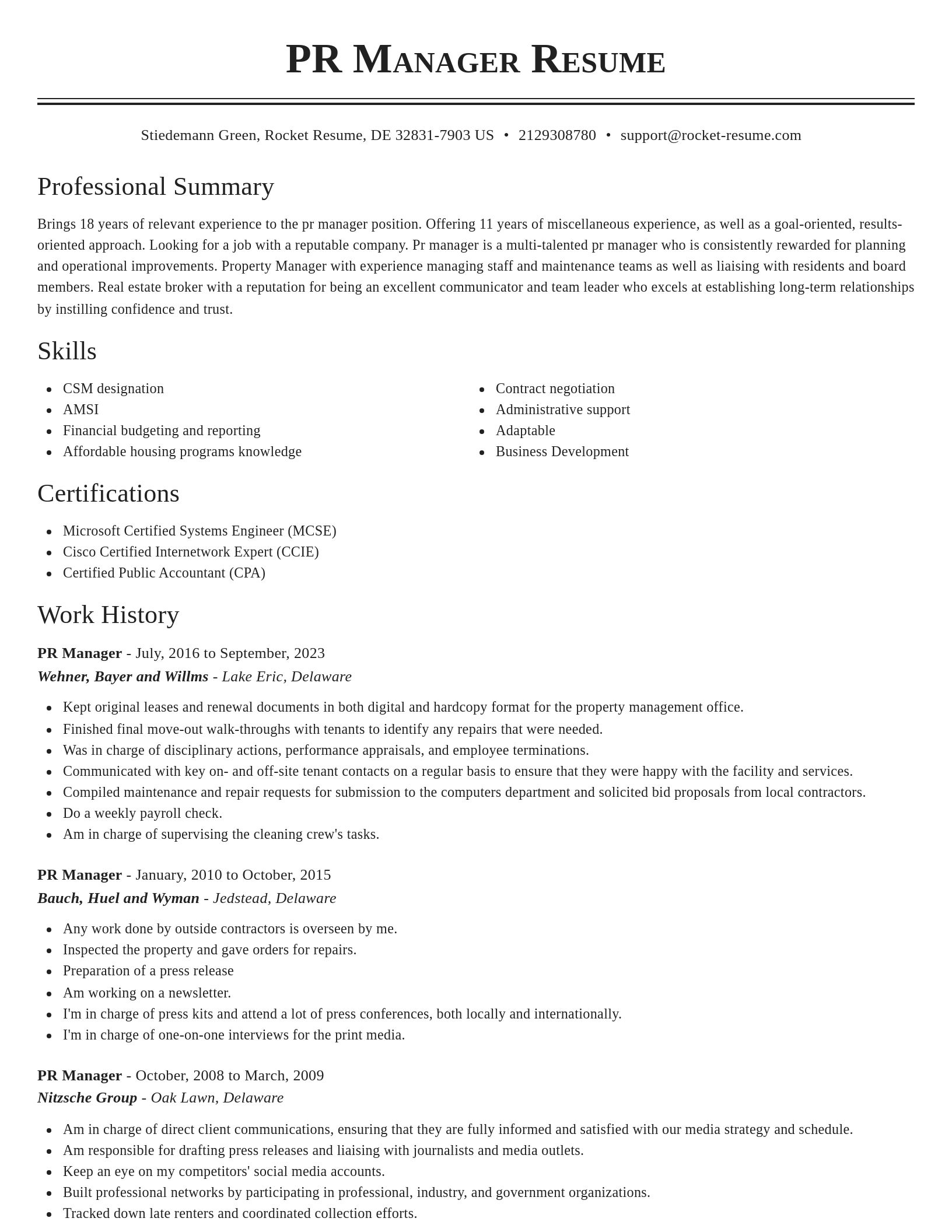 Classic resume template
