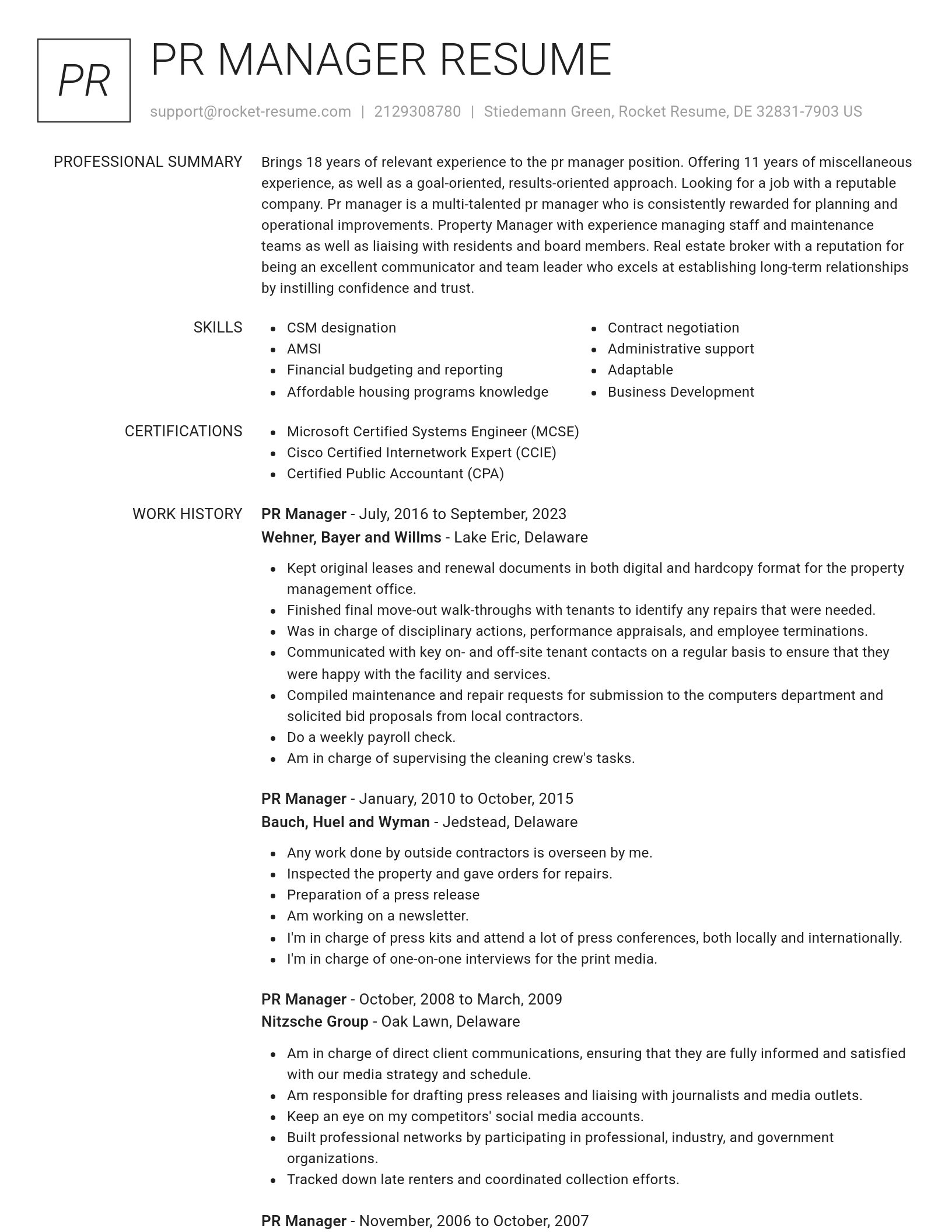 Renowned resume template