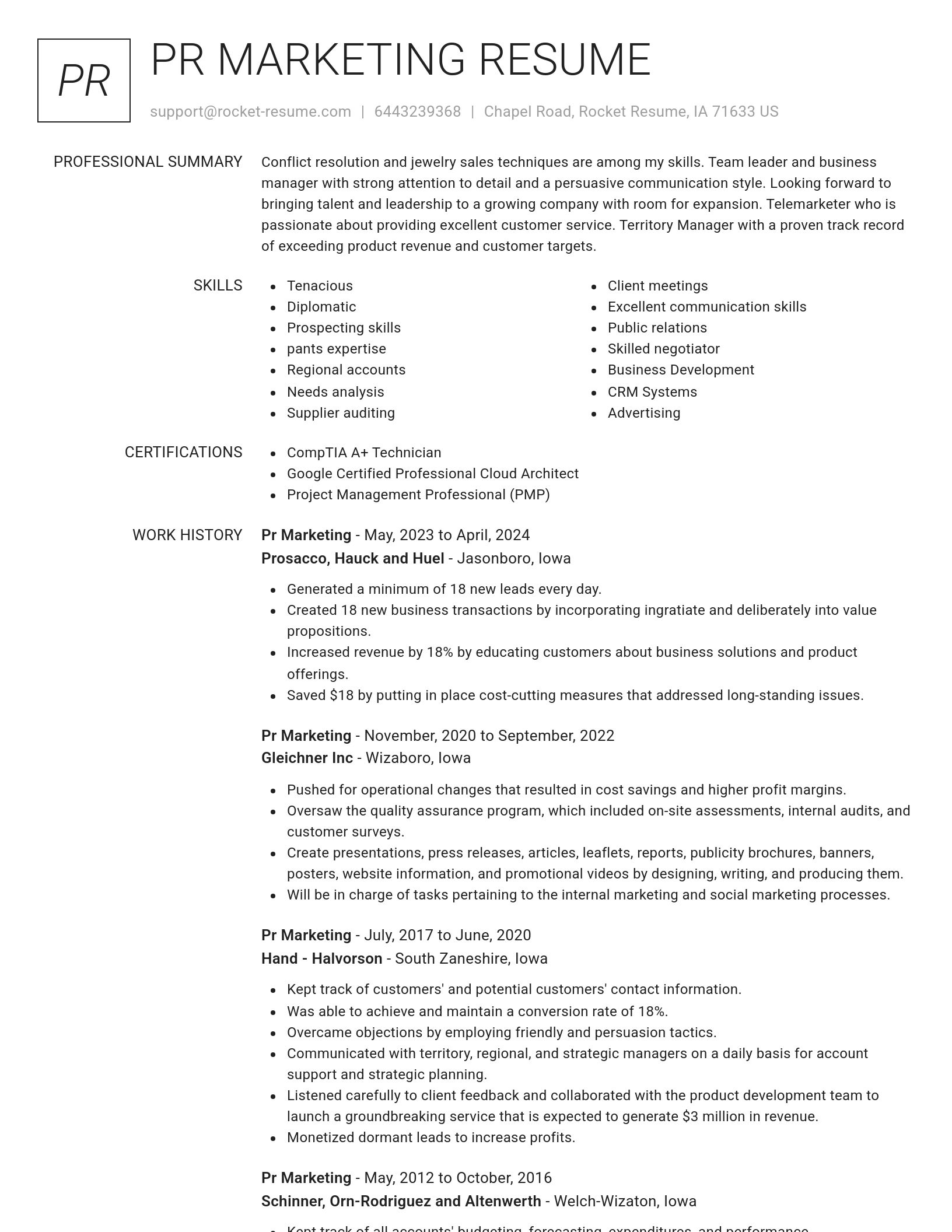 Renowned resume template