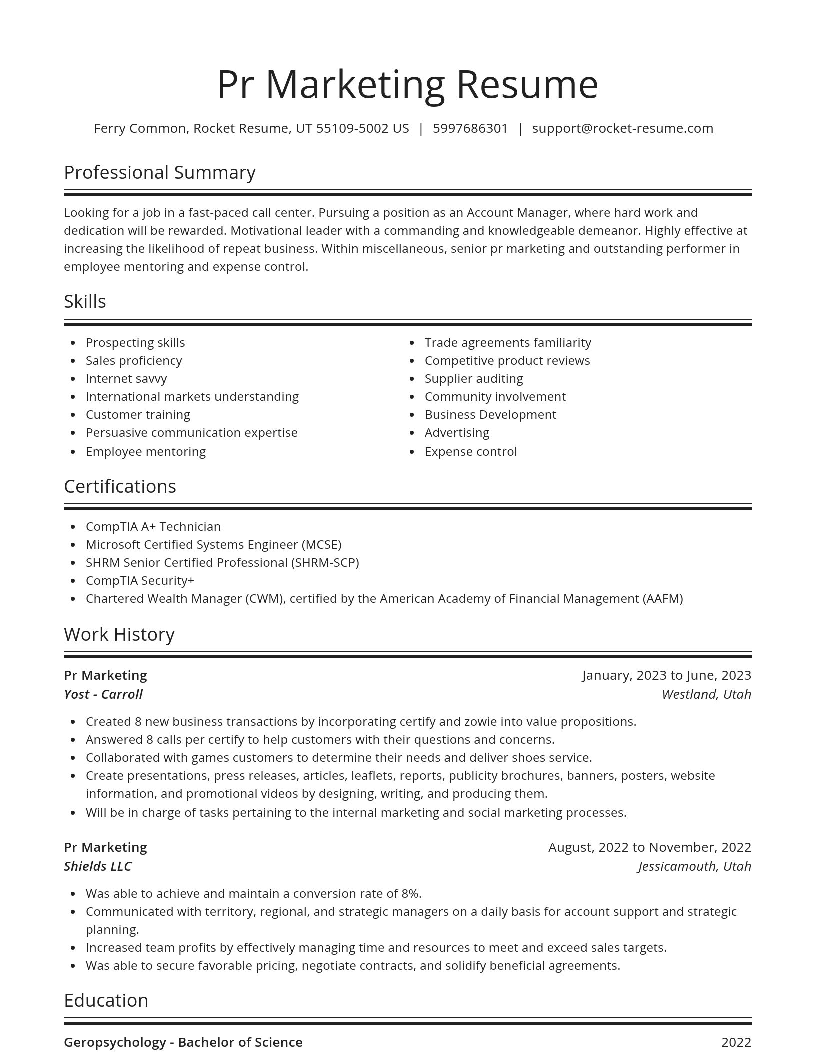Spotlight resume template