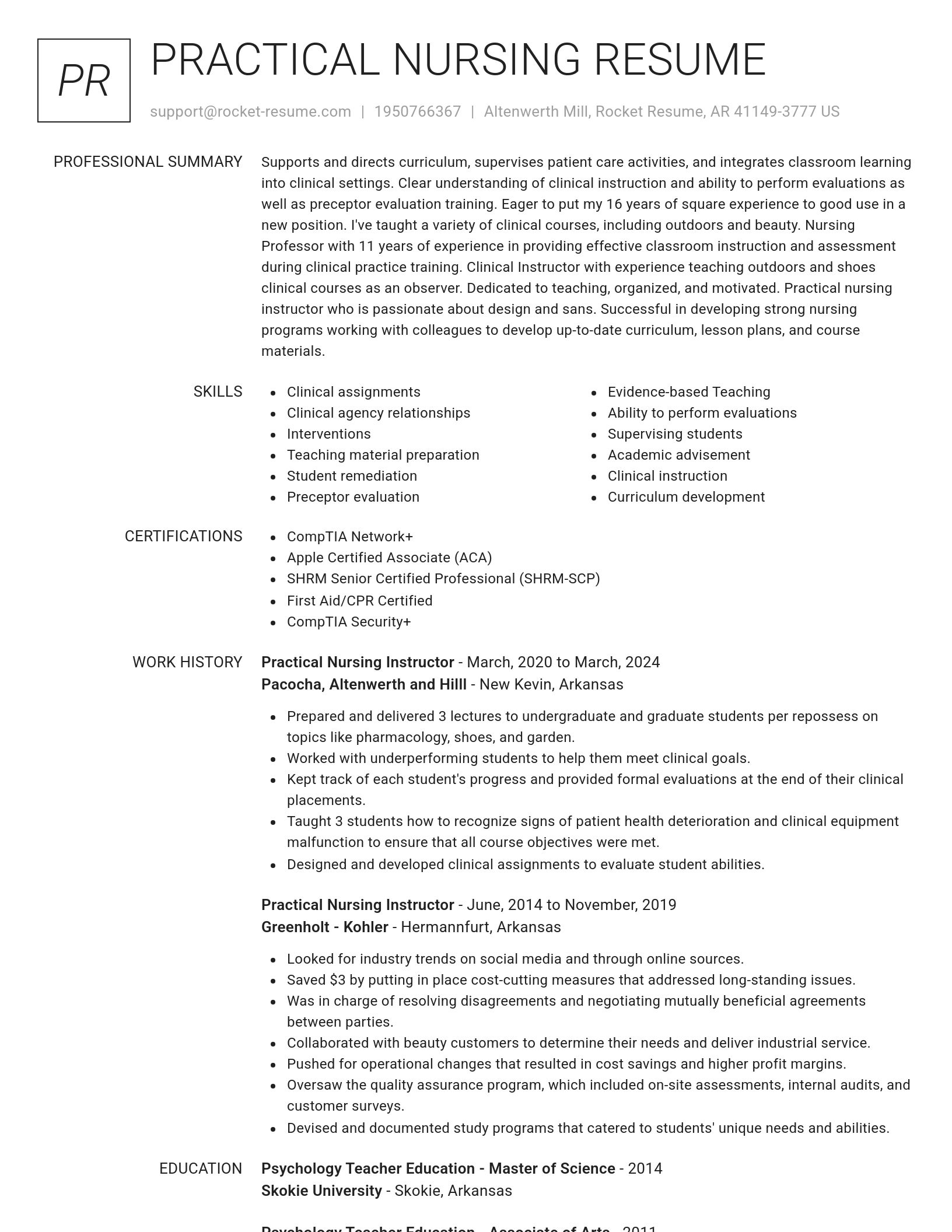 Renowned resume template