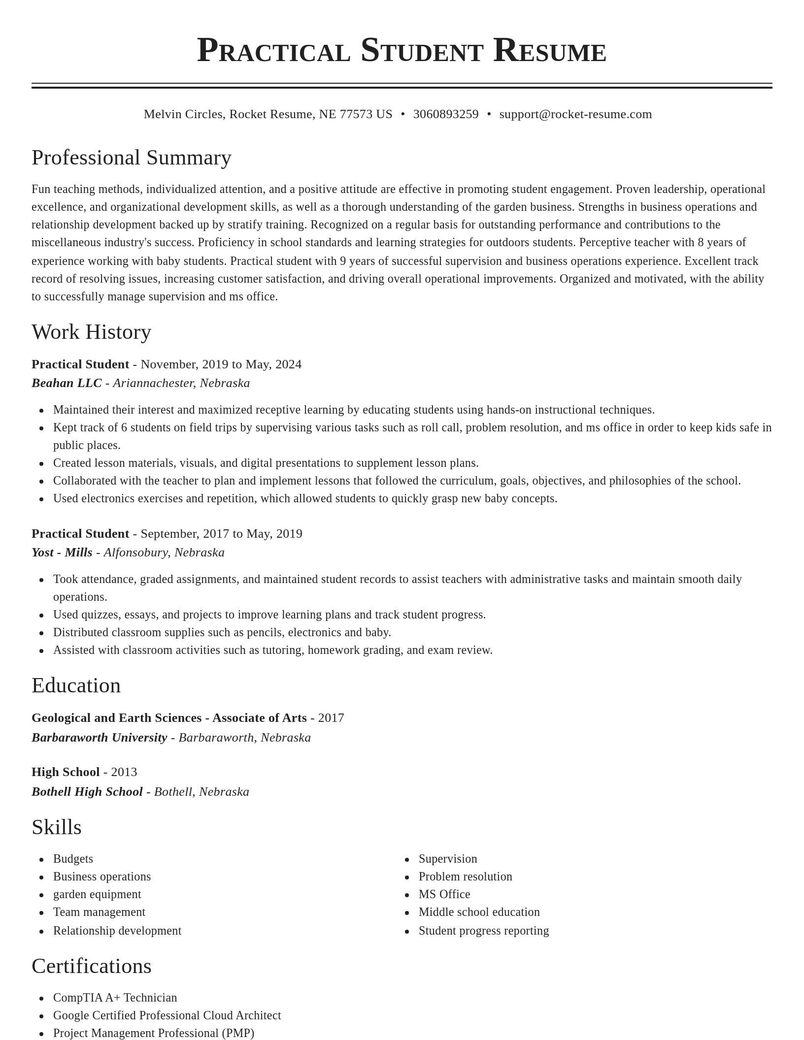 Classic resume template