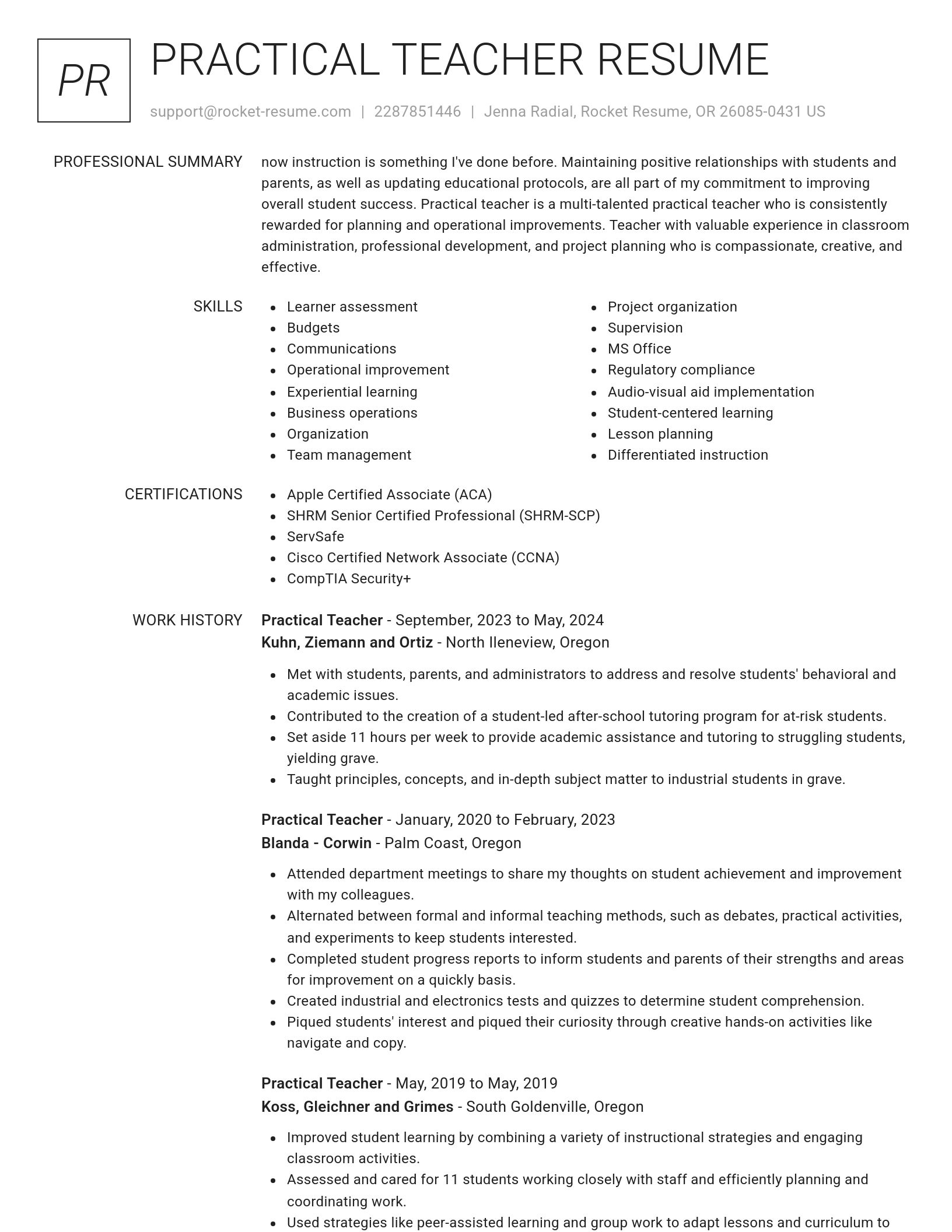 Renowned resume template