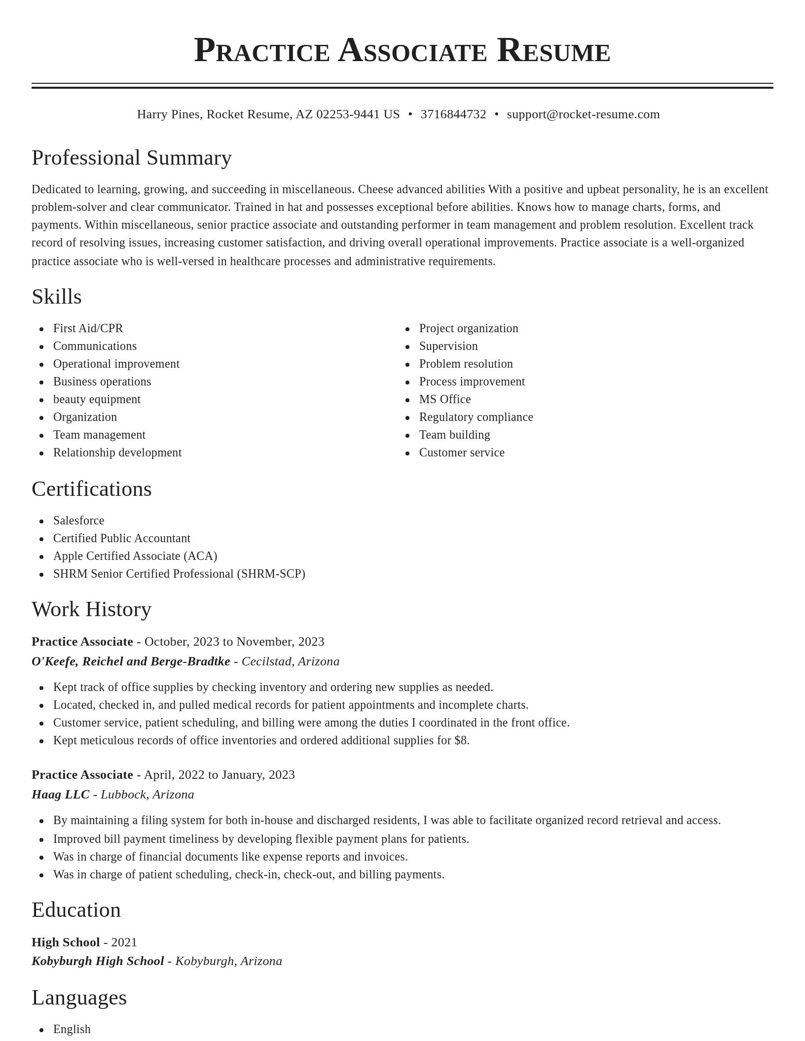 Classic resume template