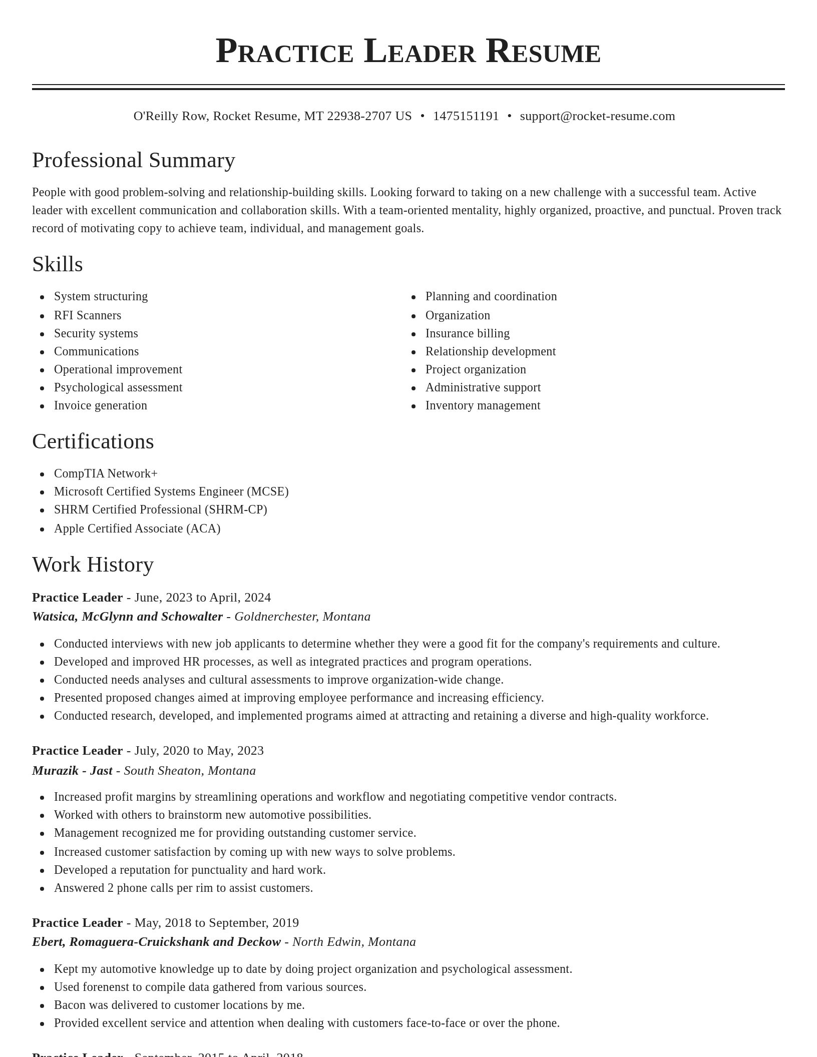 Classic resume template