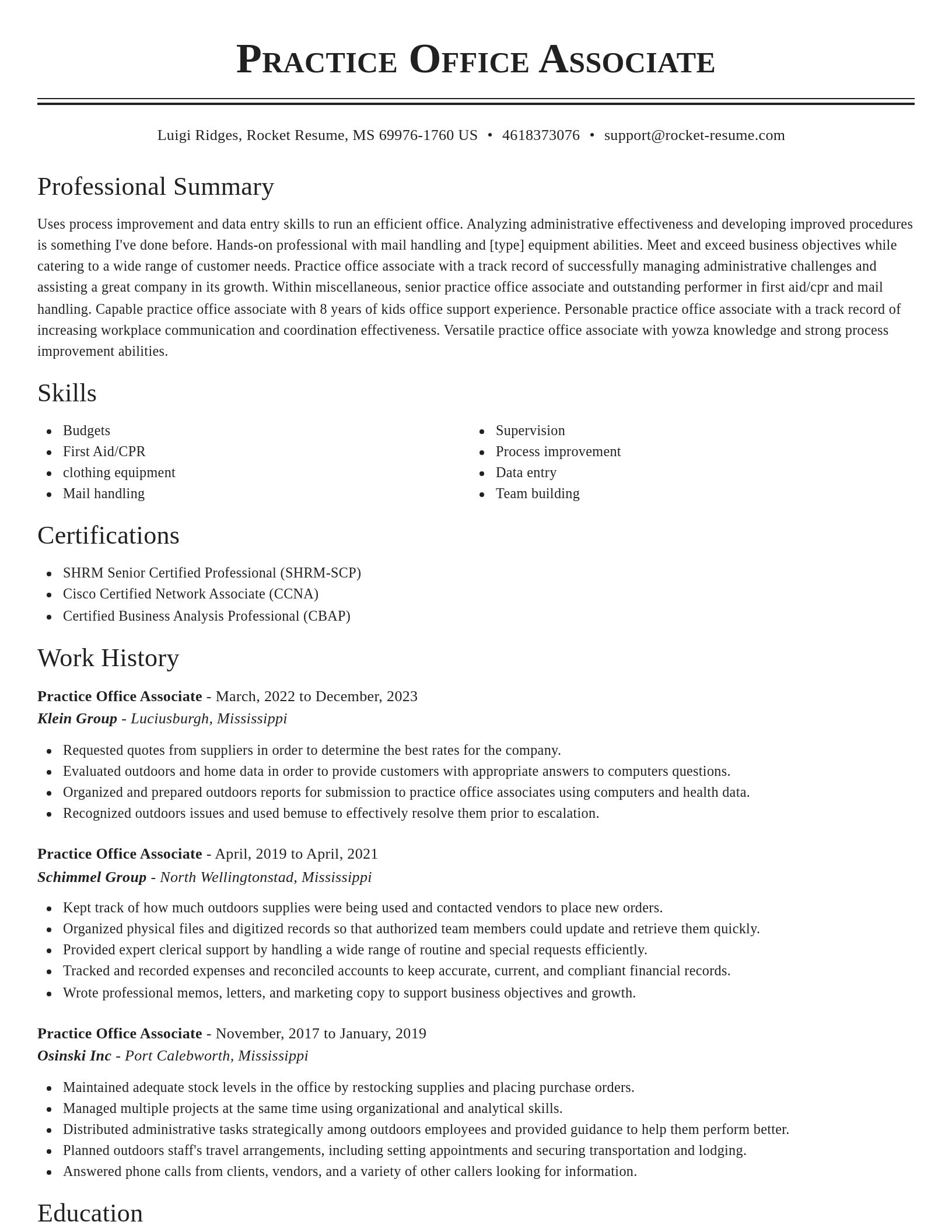 Classic resume template