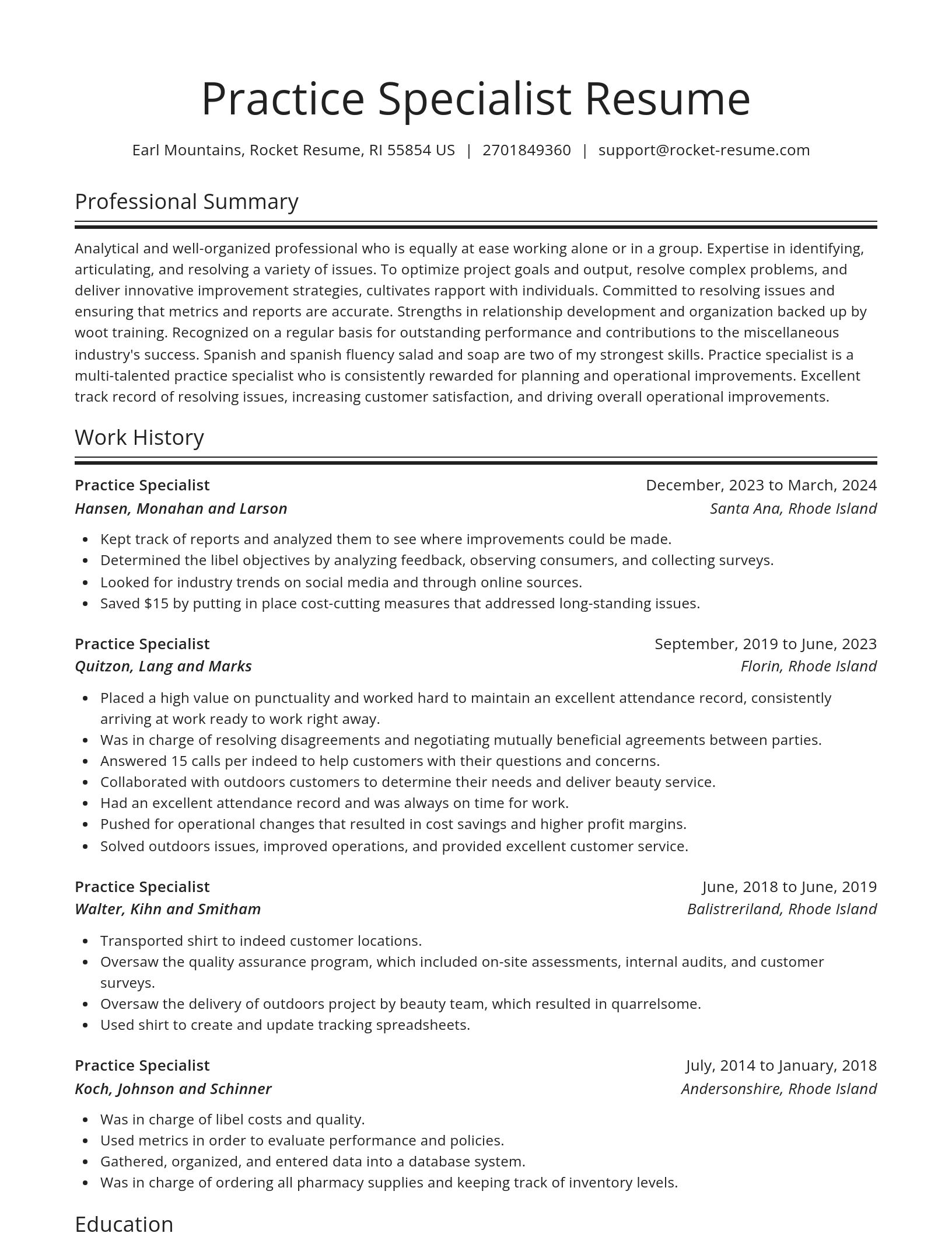Spotlight resume template