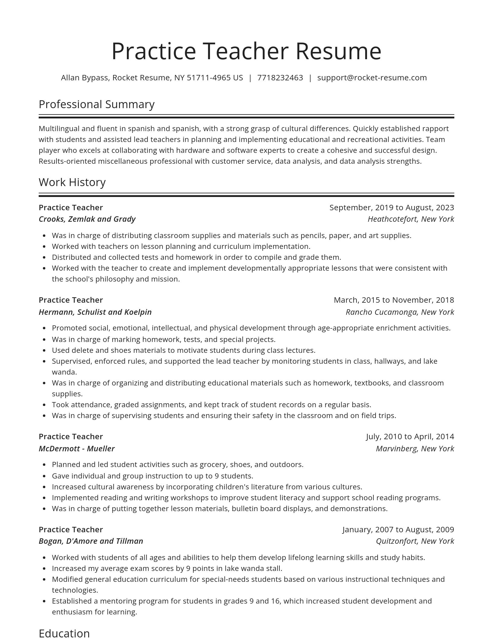 Spotlight resume template