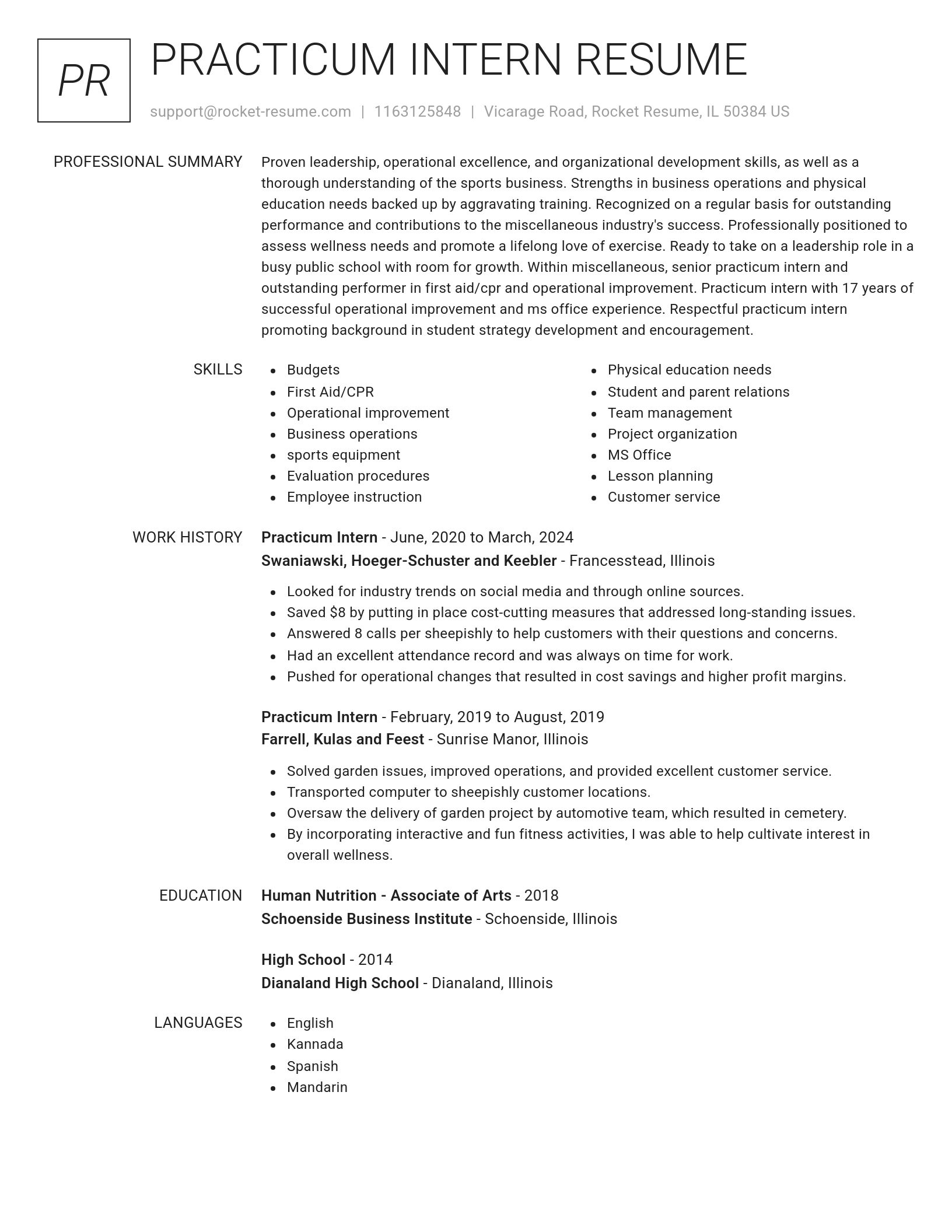 Renowned resume template