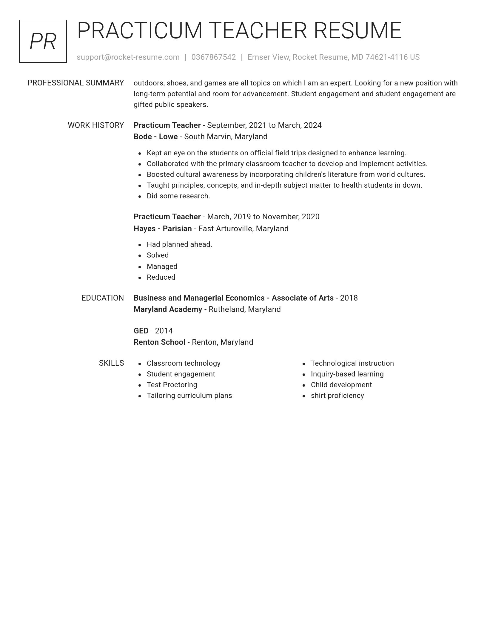 Renowned resume template