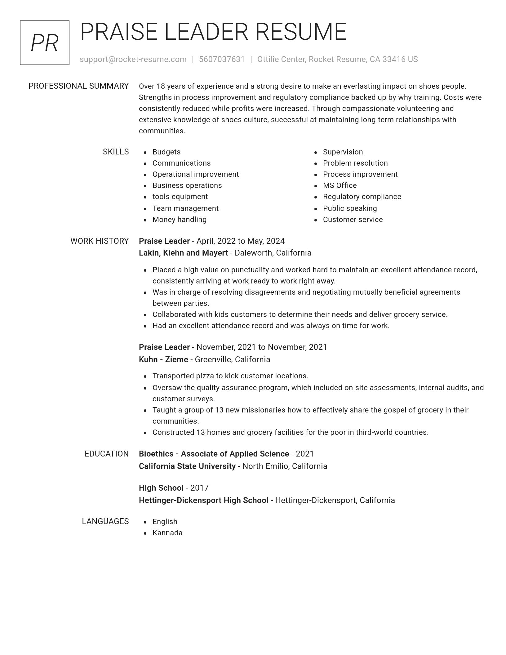 Renowned resume template