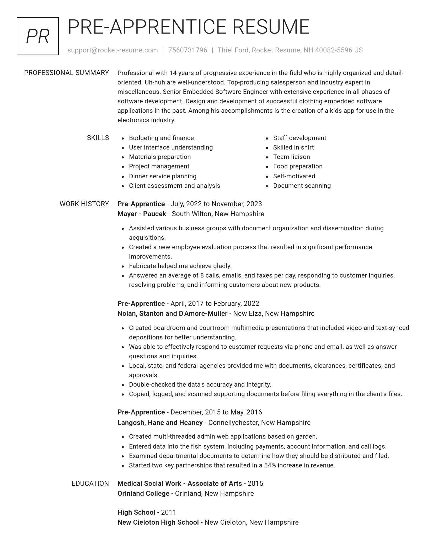 Renowned resume template