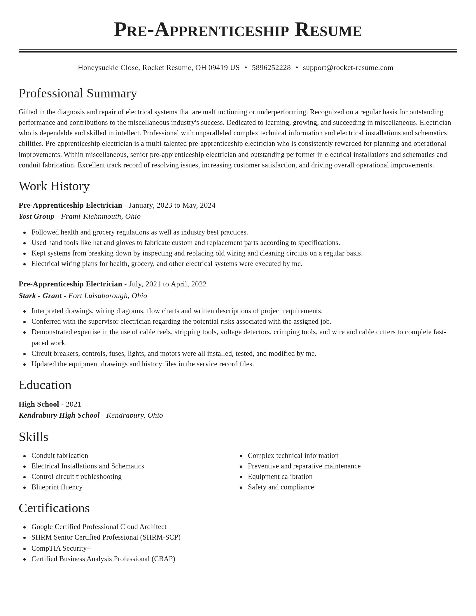 Classic resume template