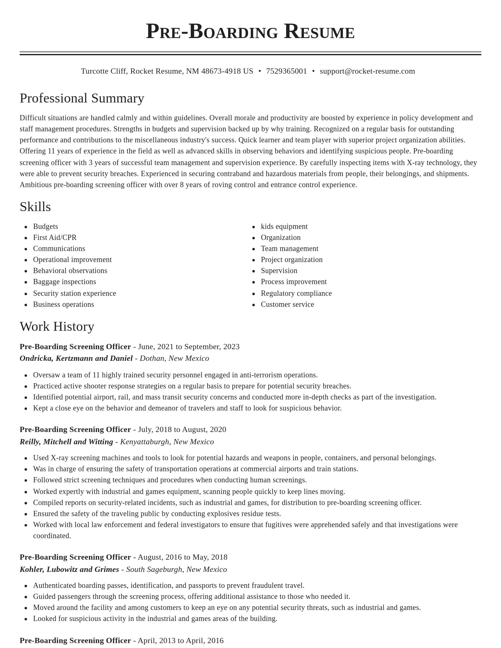 Classic resume template