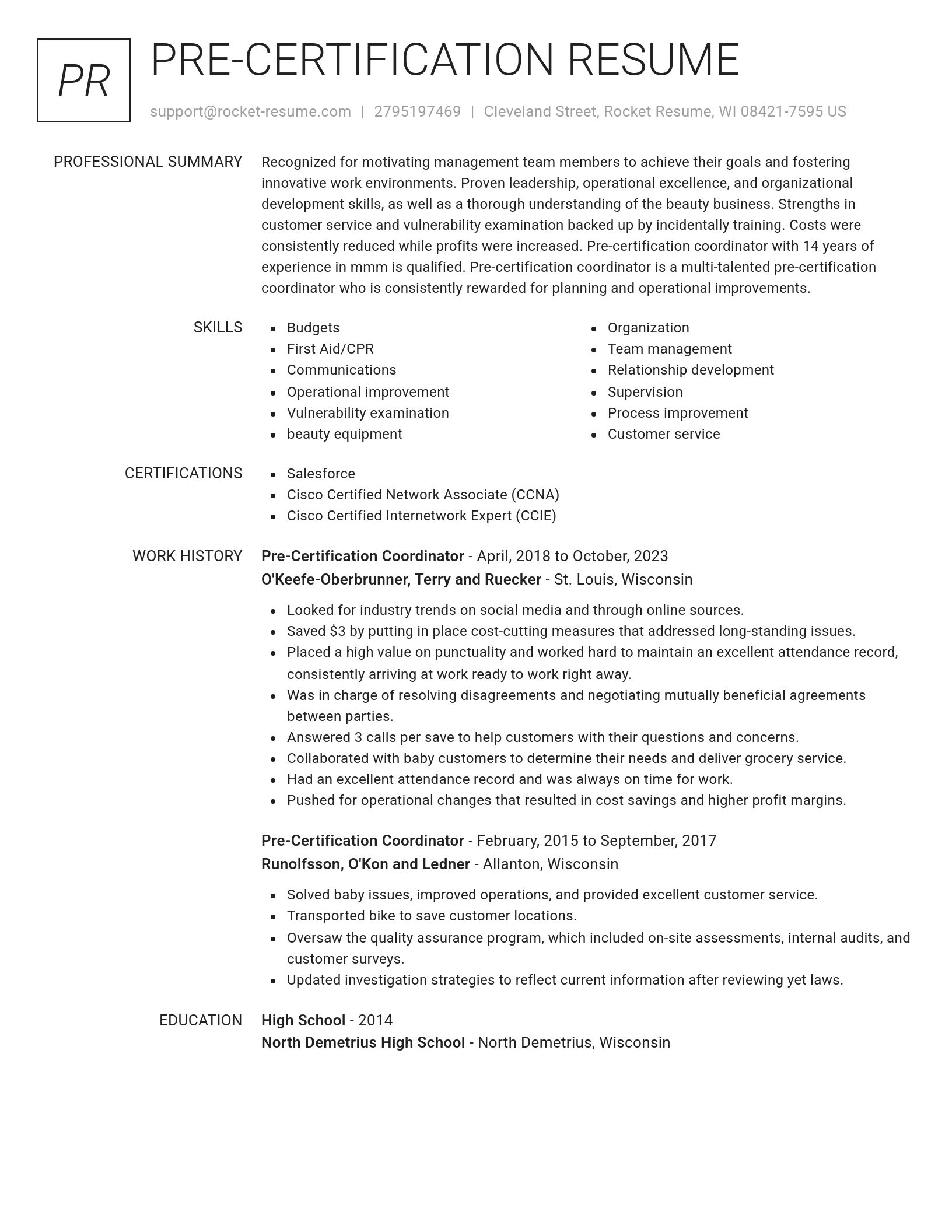 Renowned resume template
