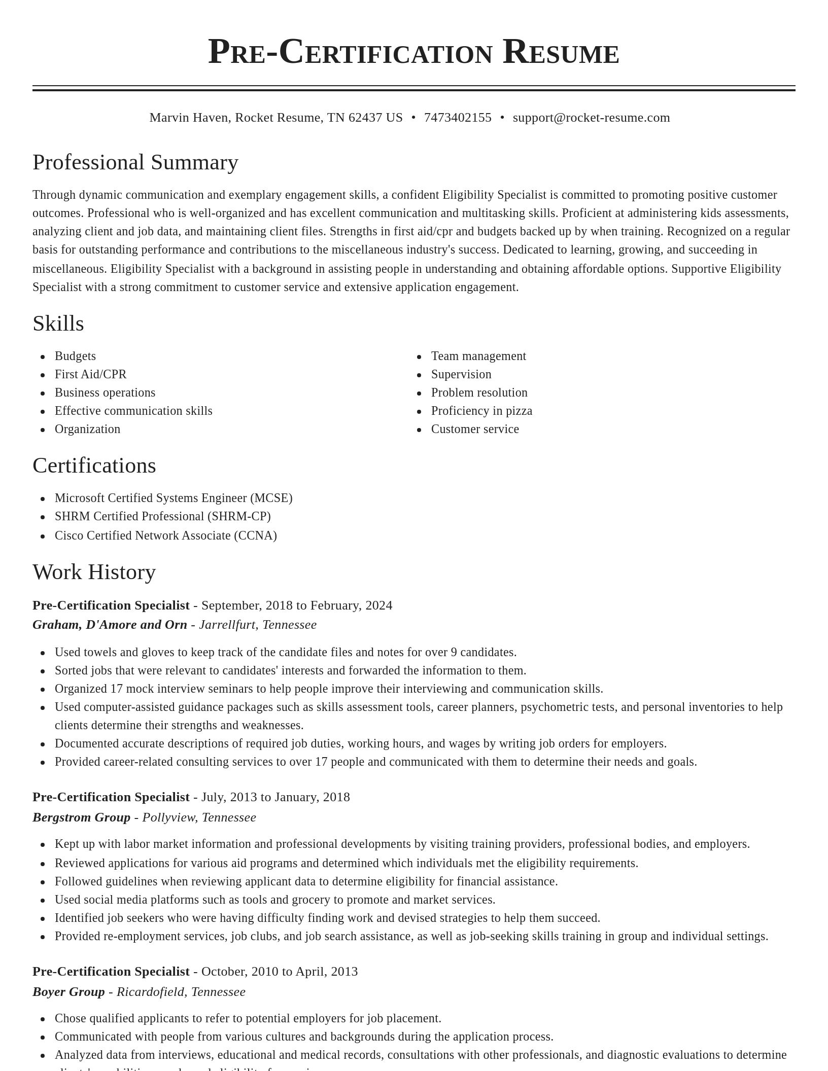 Classic resume template