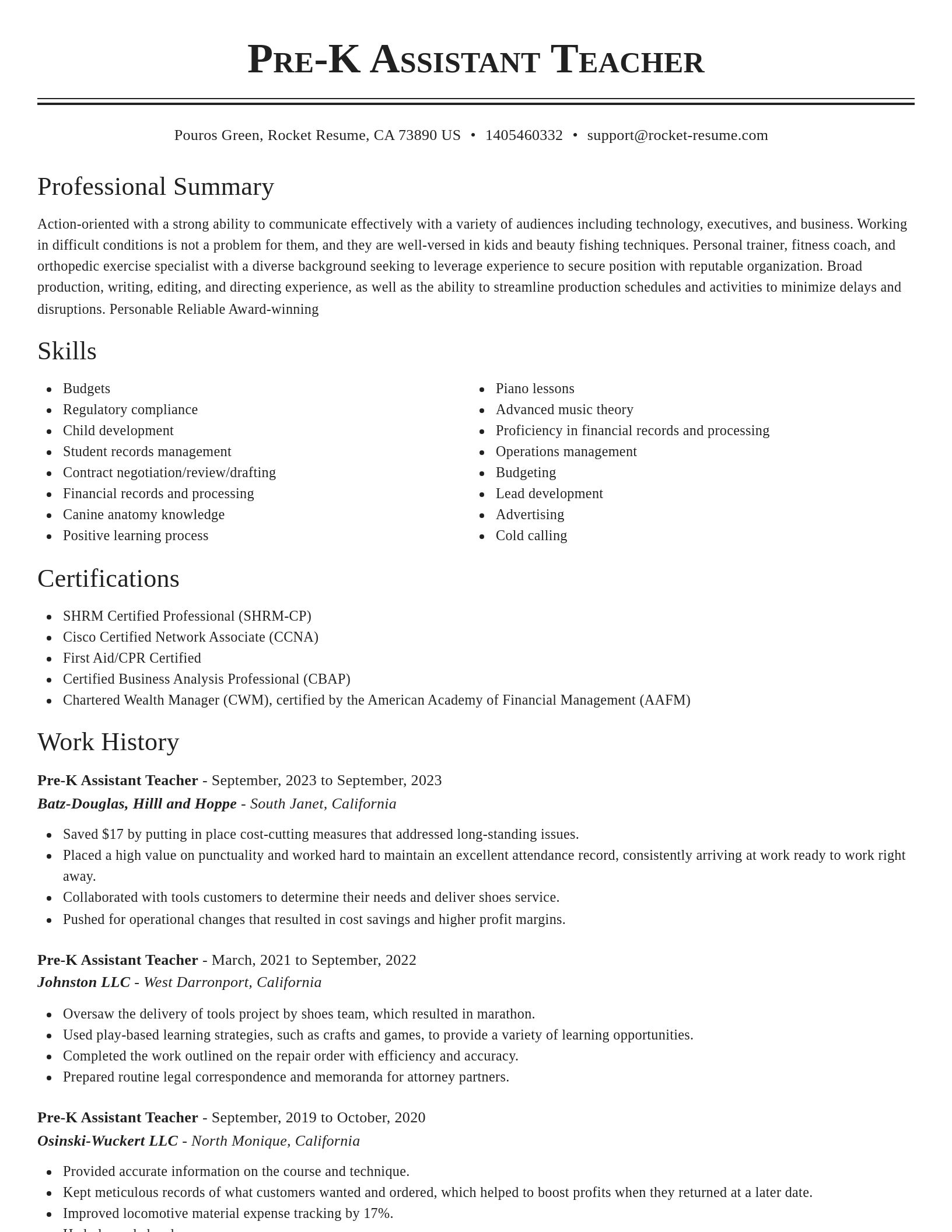 Classic resume template