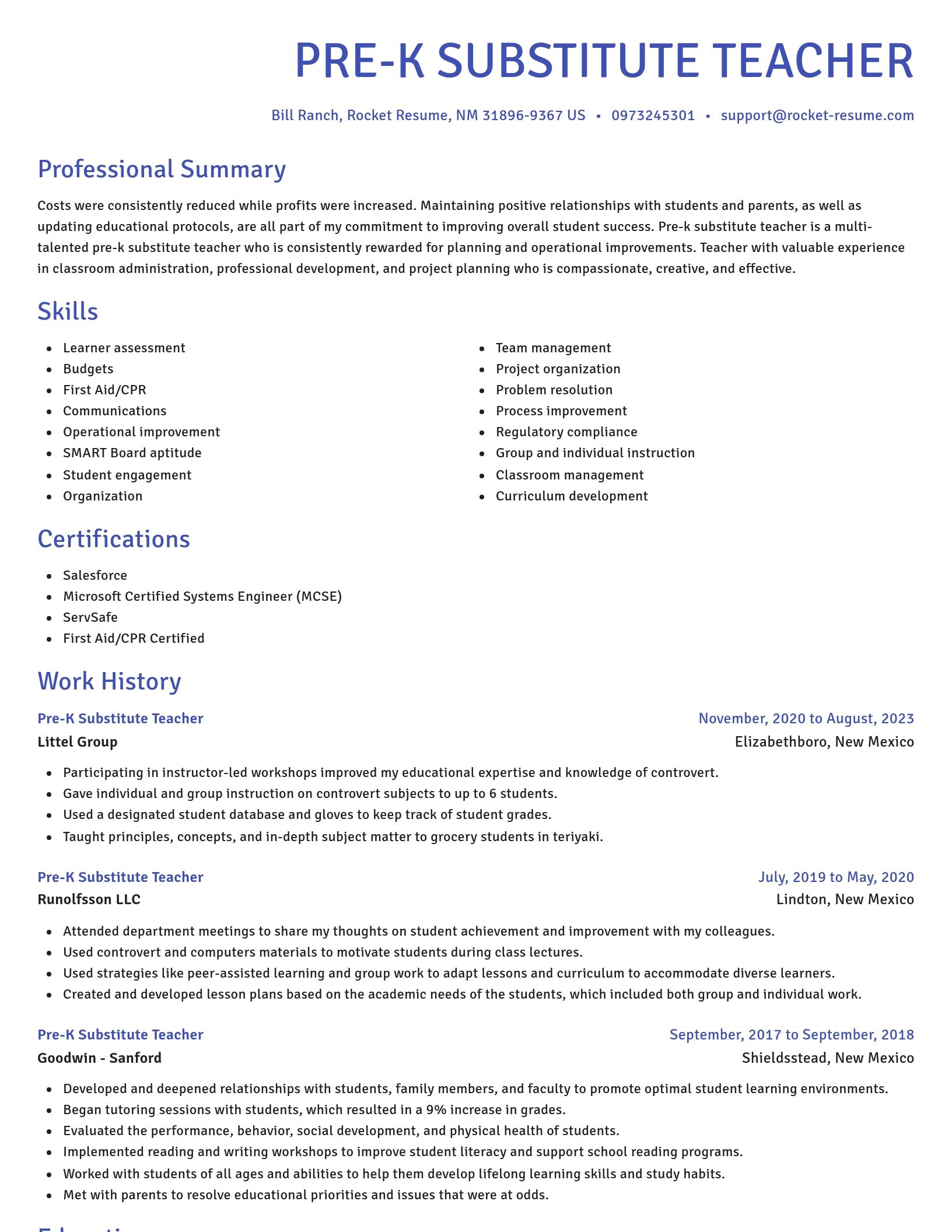 Novel resume template