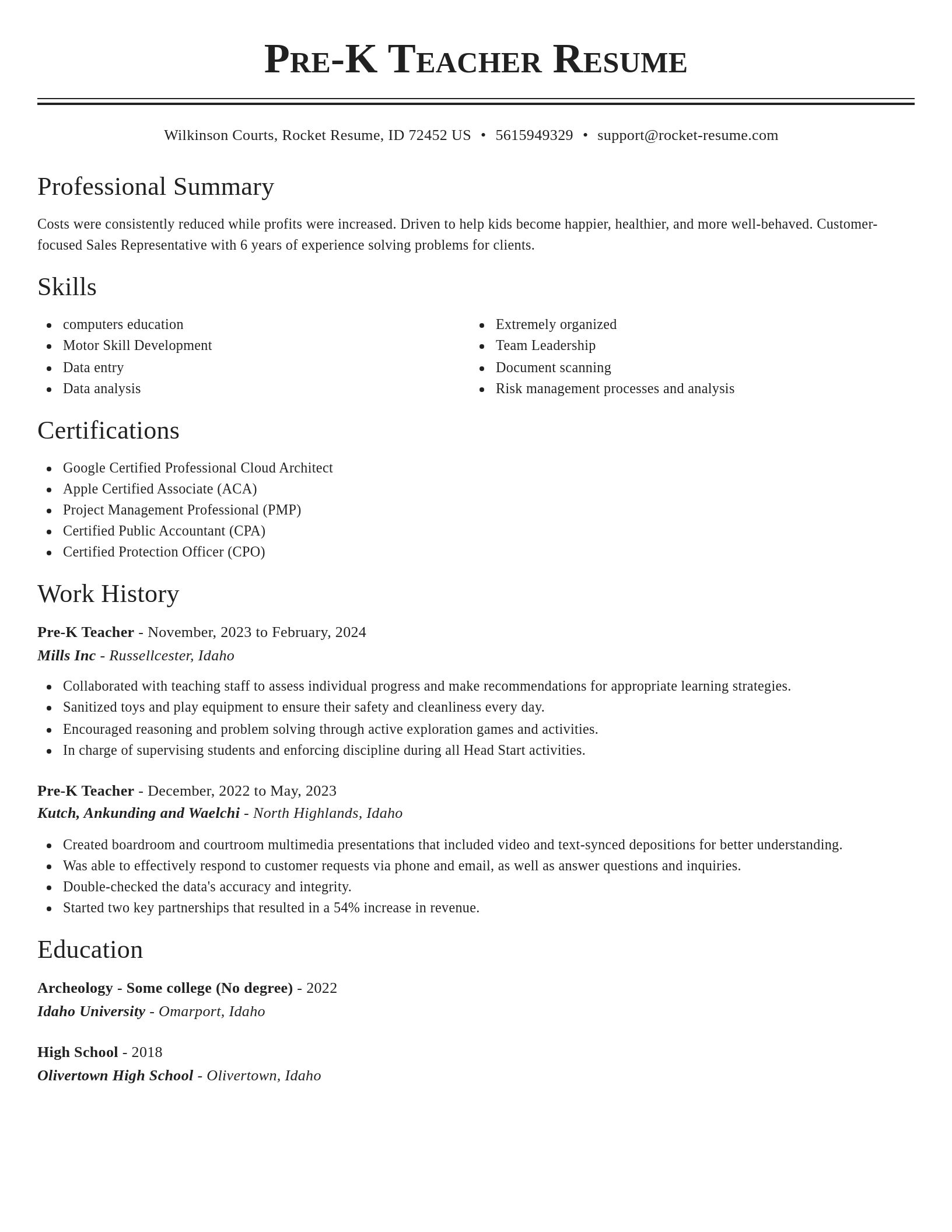 Classic resume template