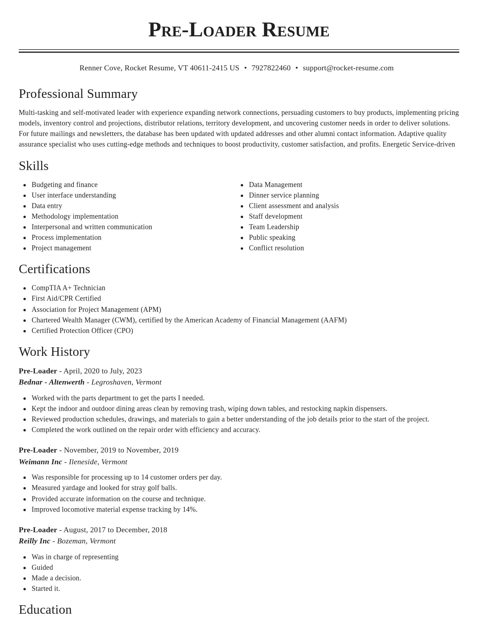 Classic resume template