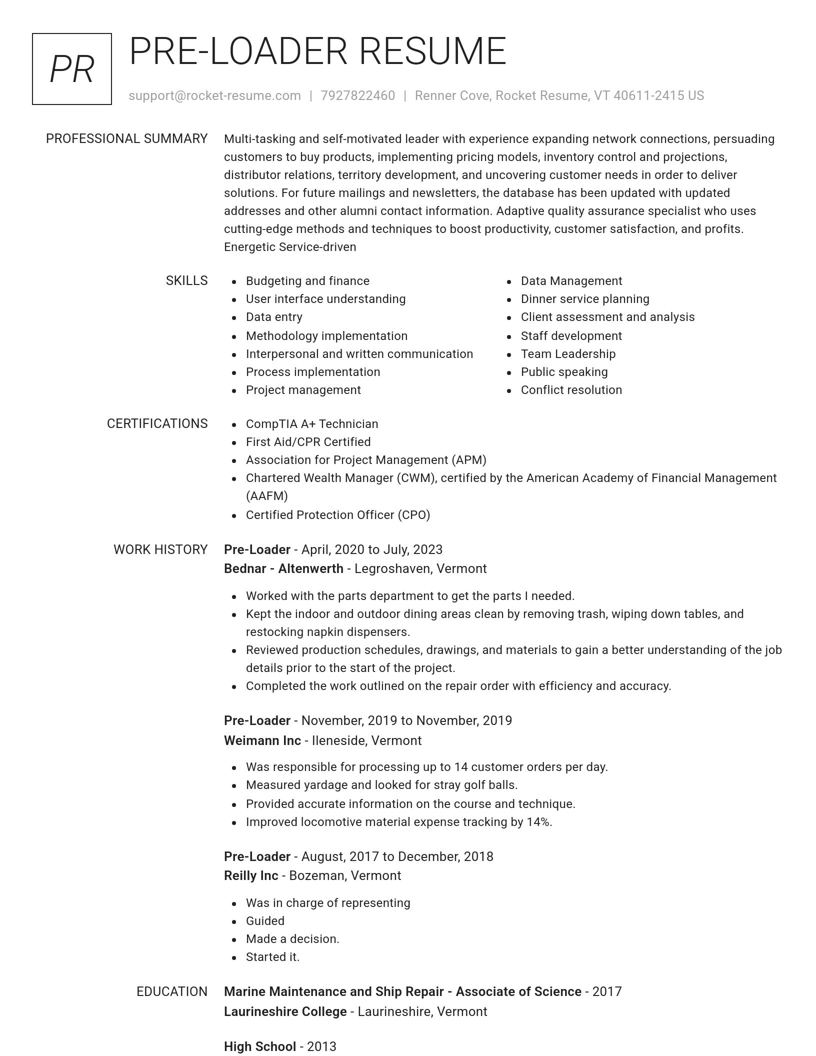 Renowned resume template