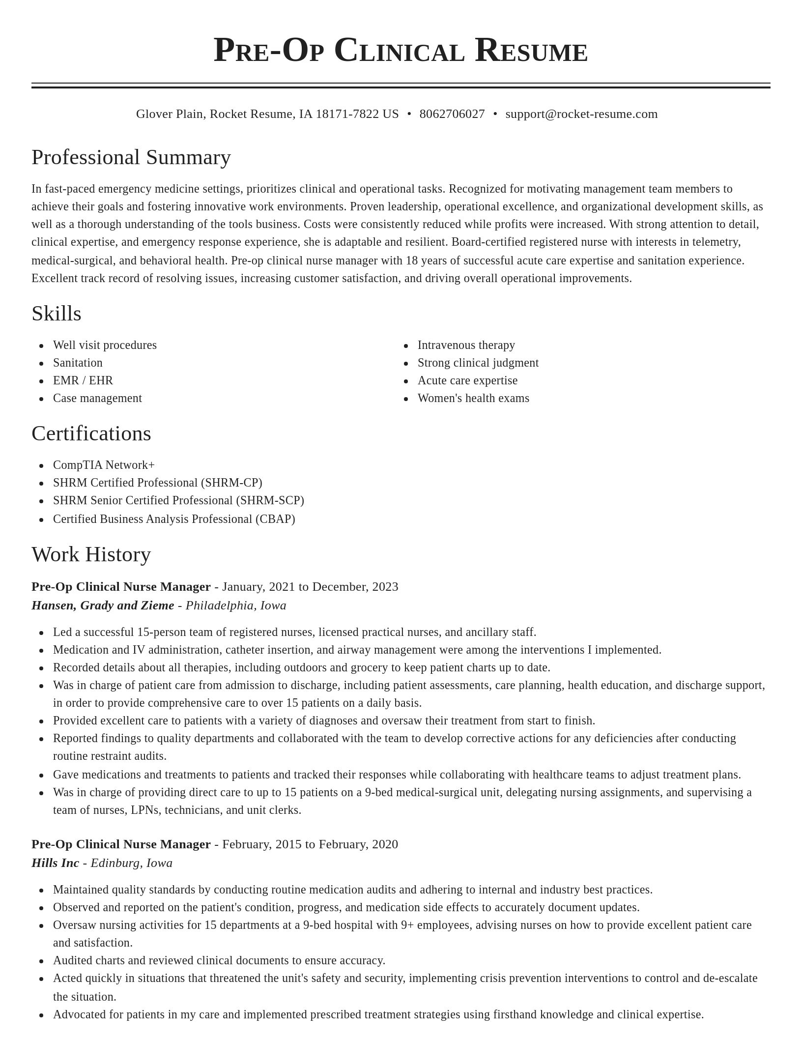 Classic resume template