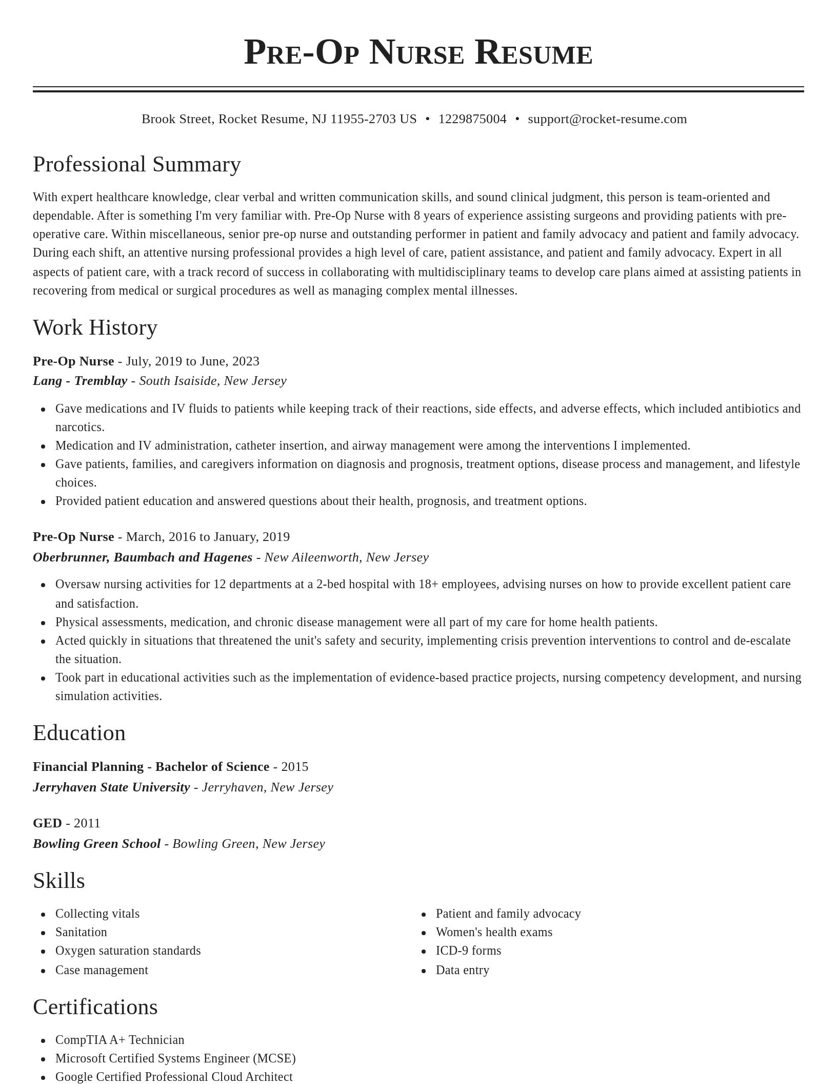 Classic resume template