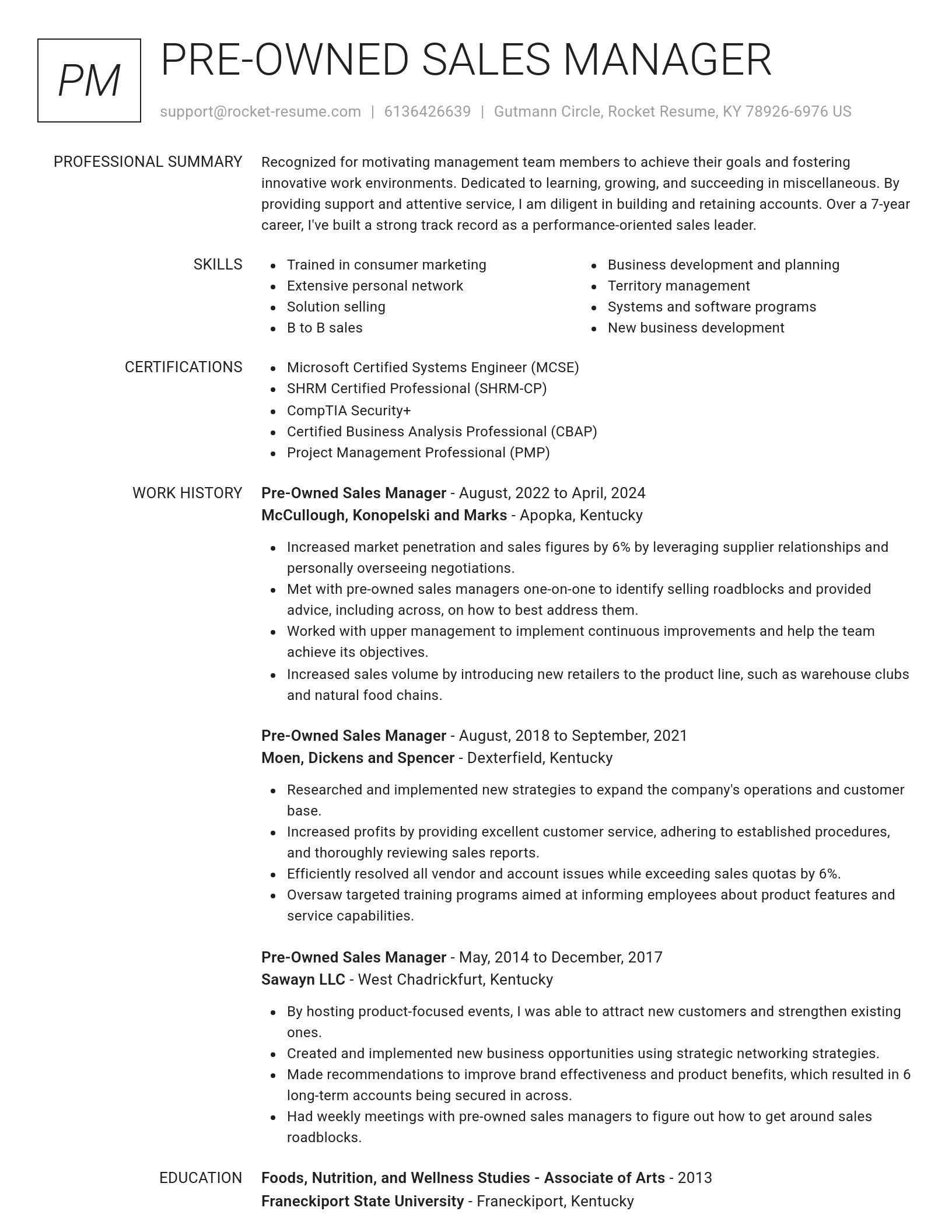Renowned resume template