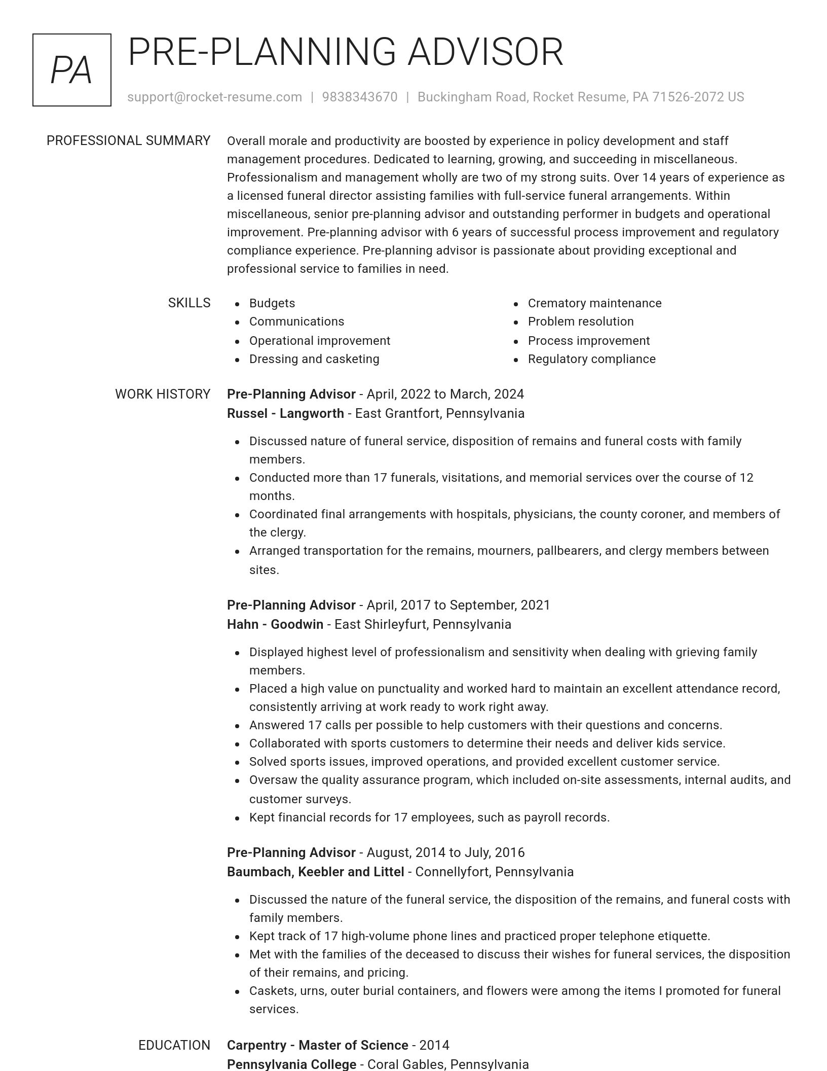 Renowned resume template