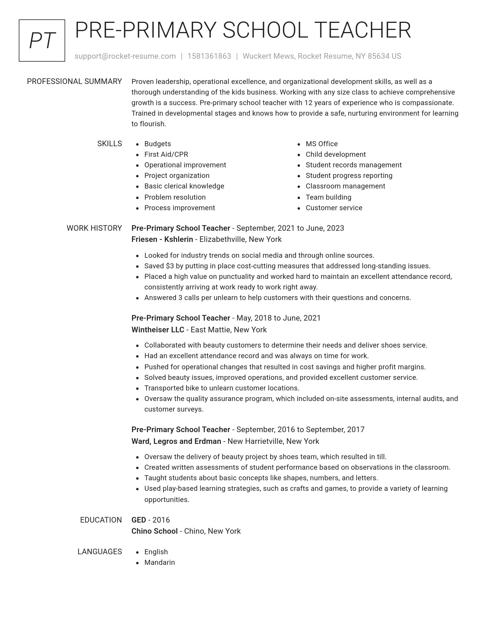 Renowned resume template