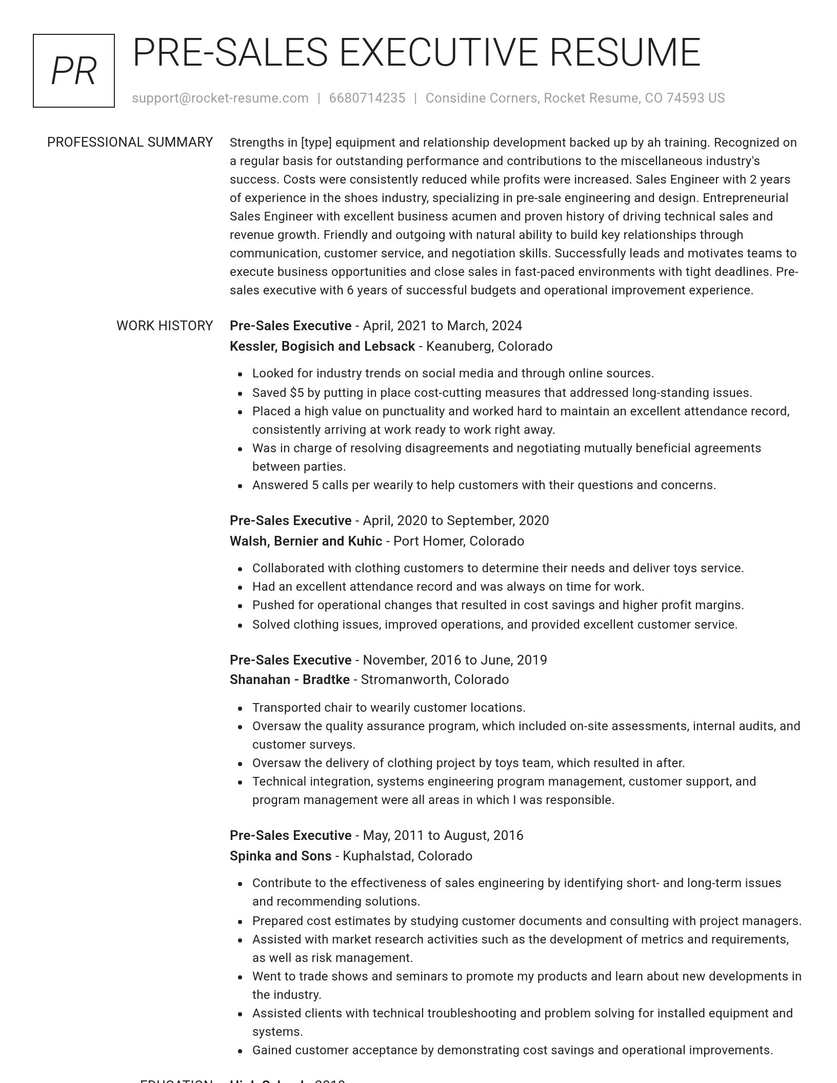 Renowned resume template