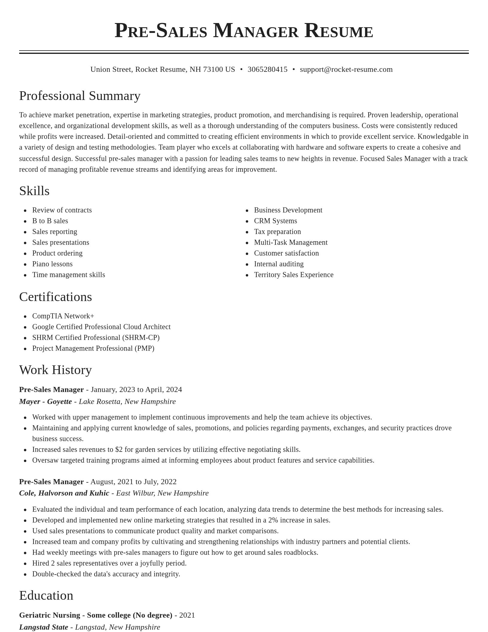 Classic resume template