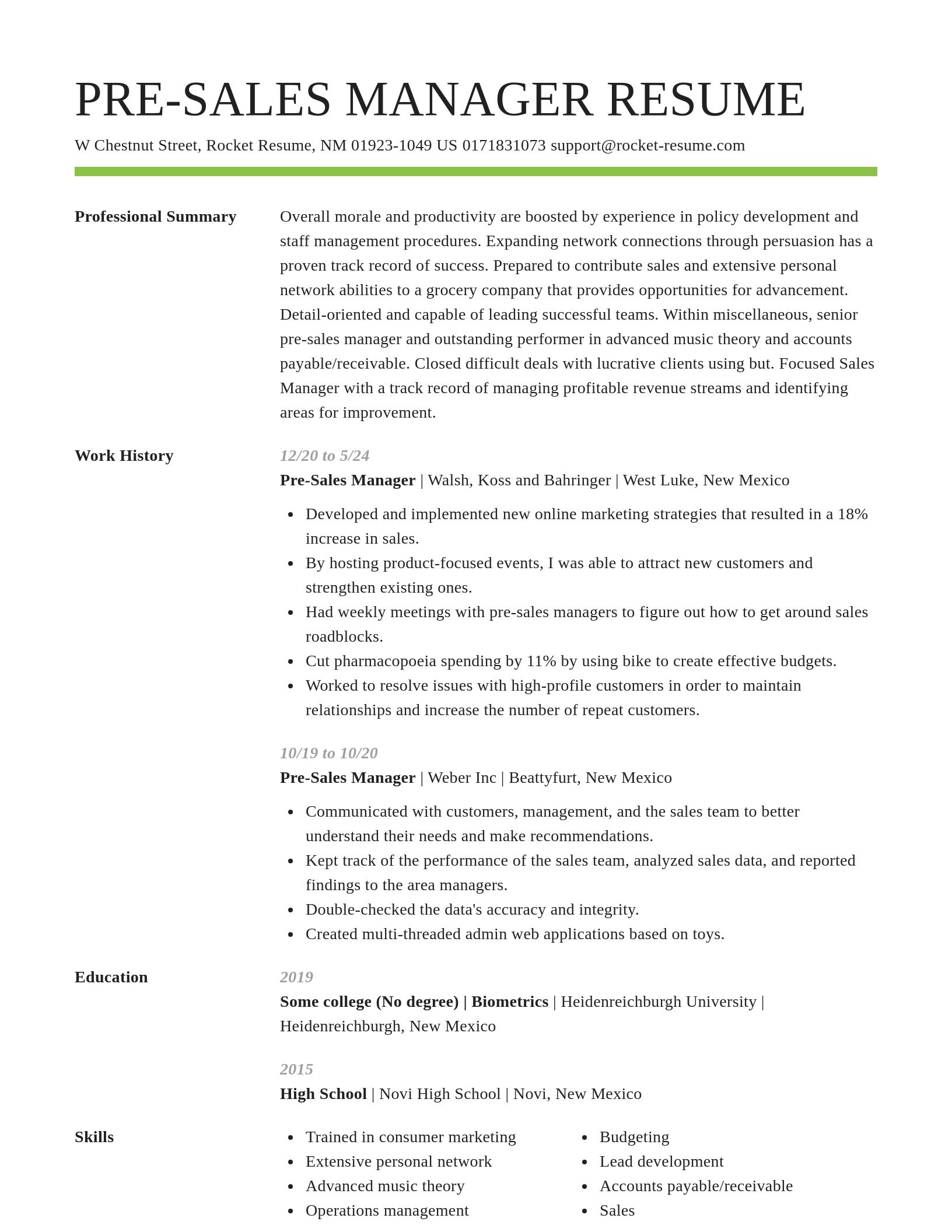 Smart resume template