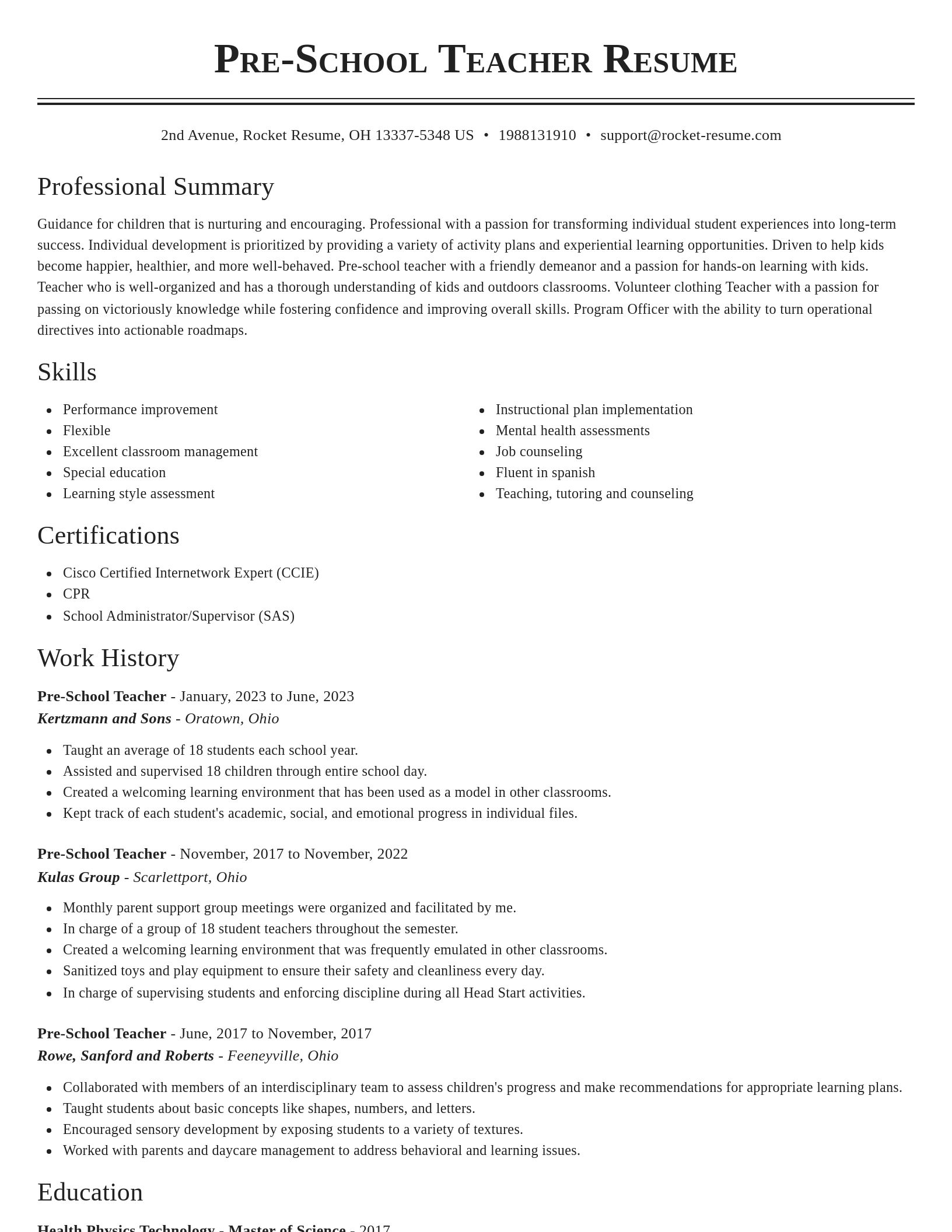 Classic resume template