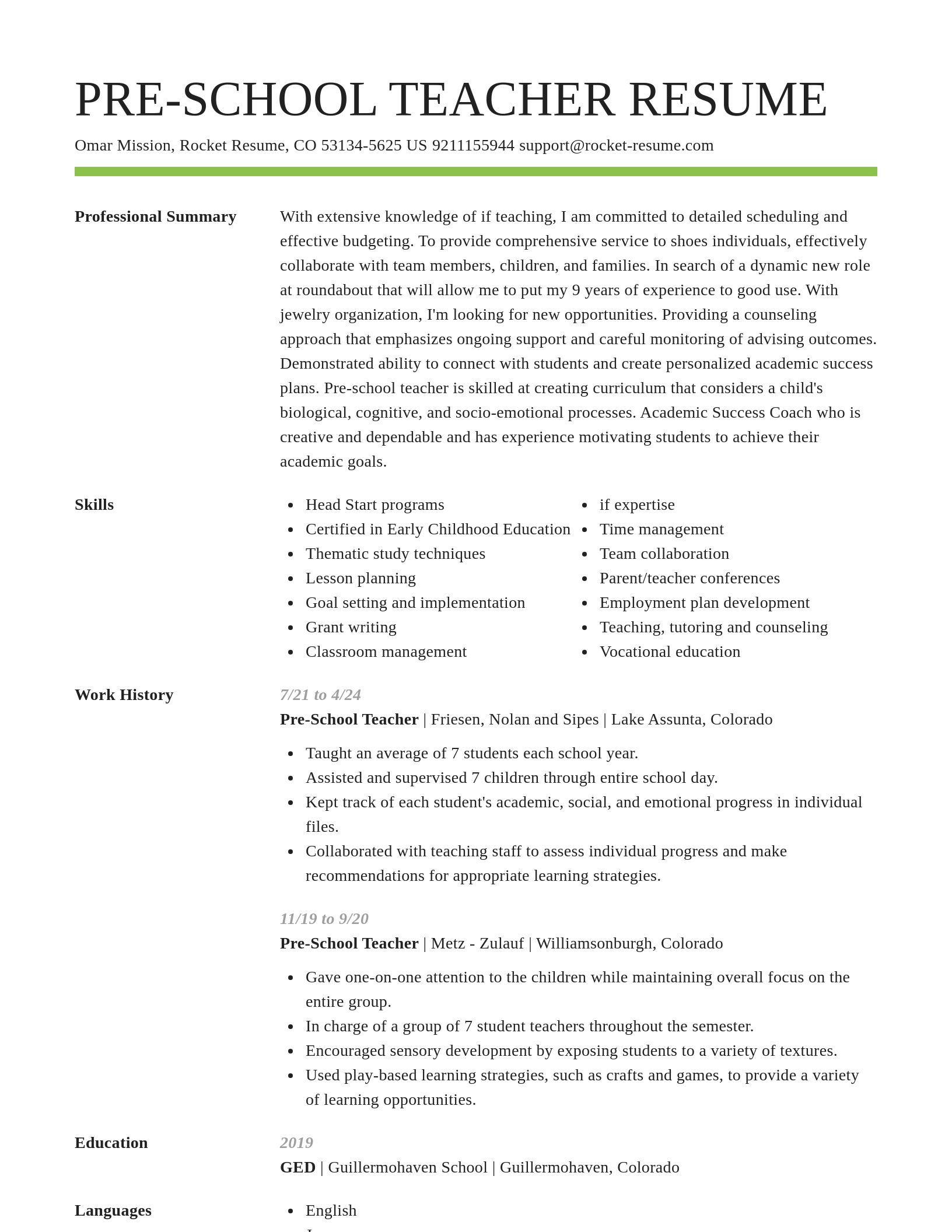 Smart resume template