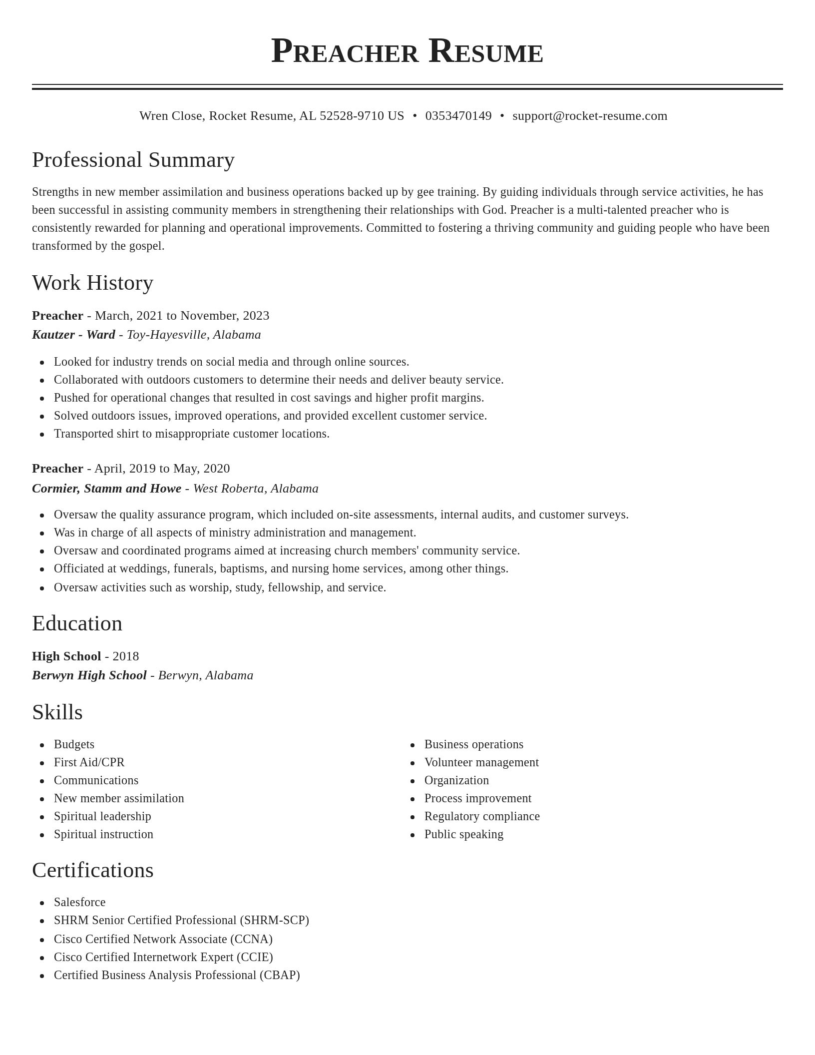Classic resume template