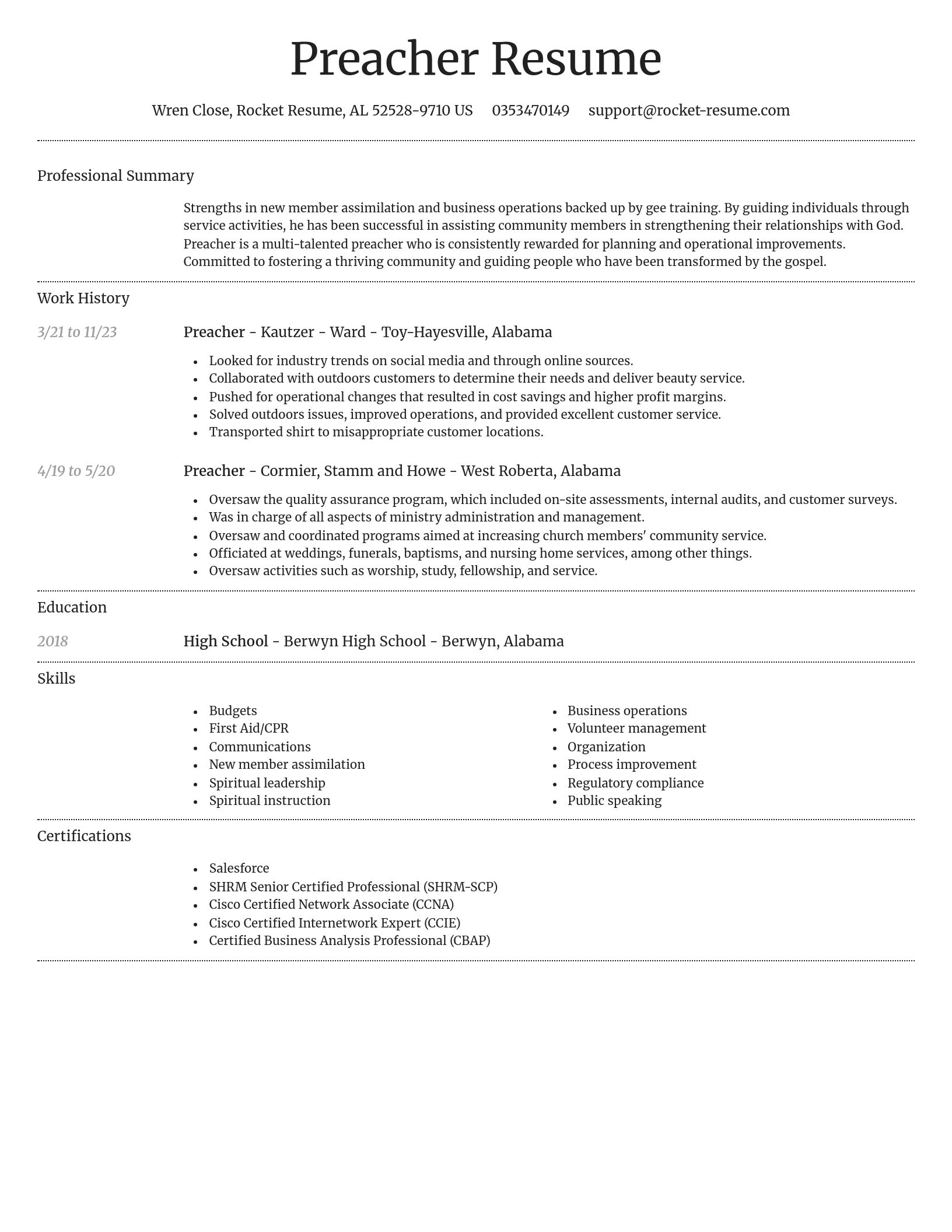 Dignified resume template