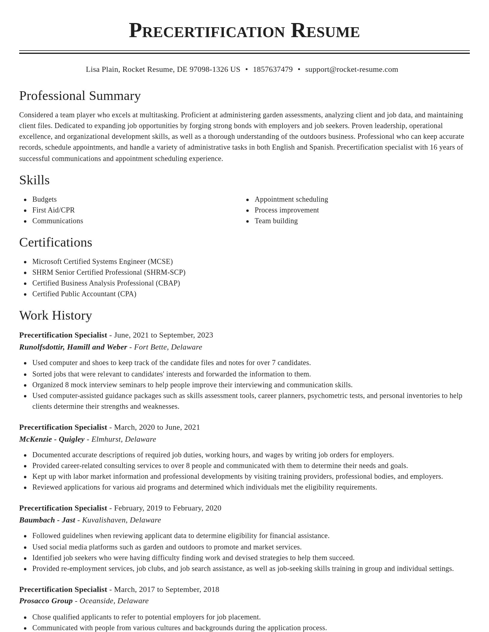 Classic resume template