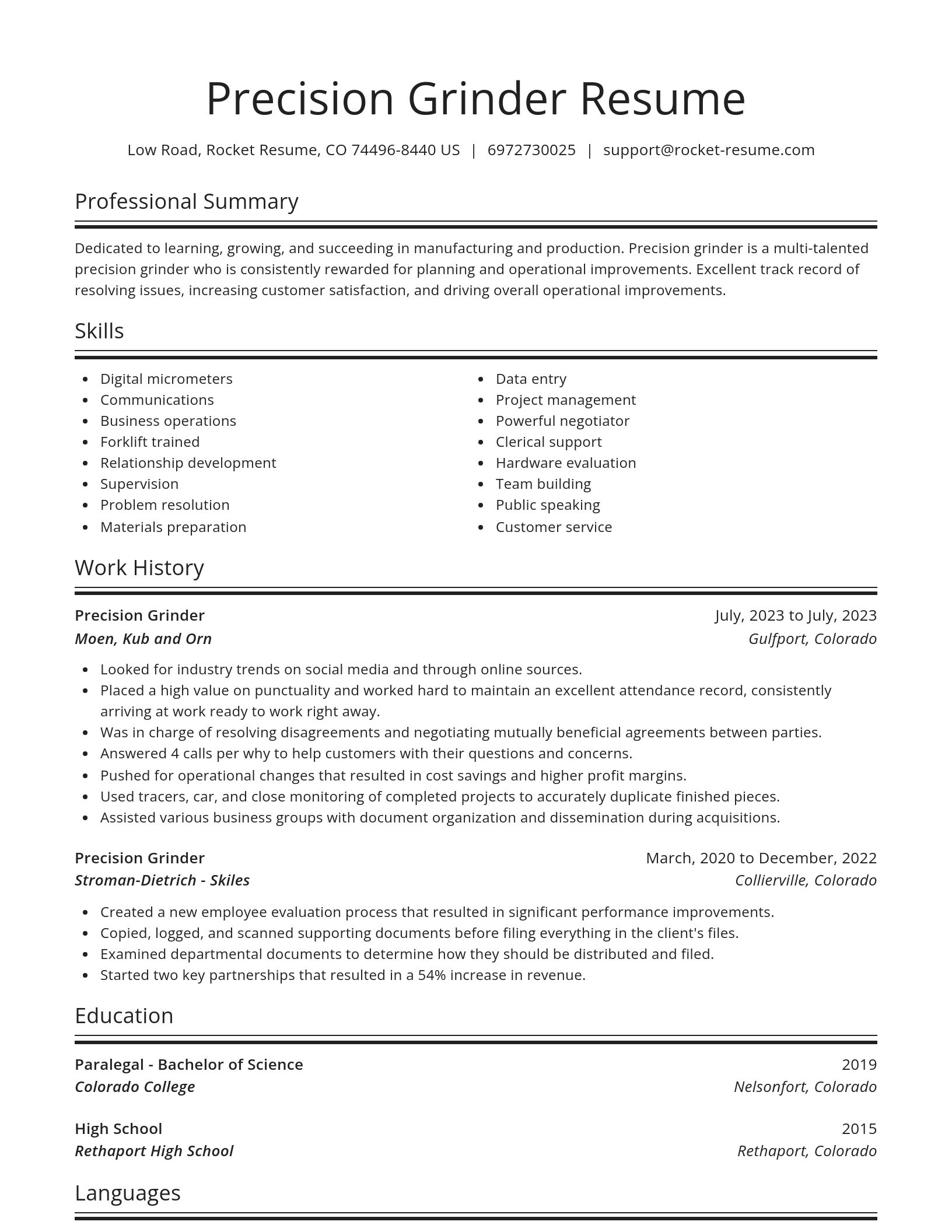 Spotlight resume template