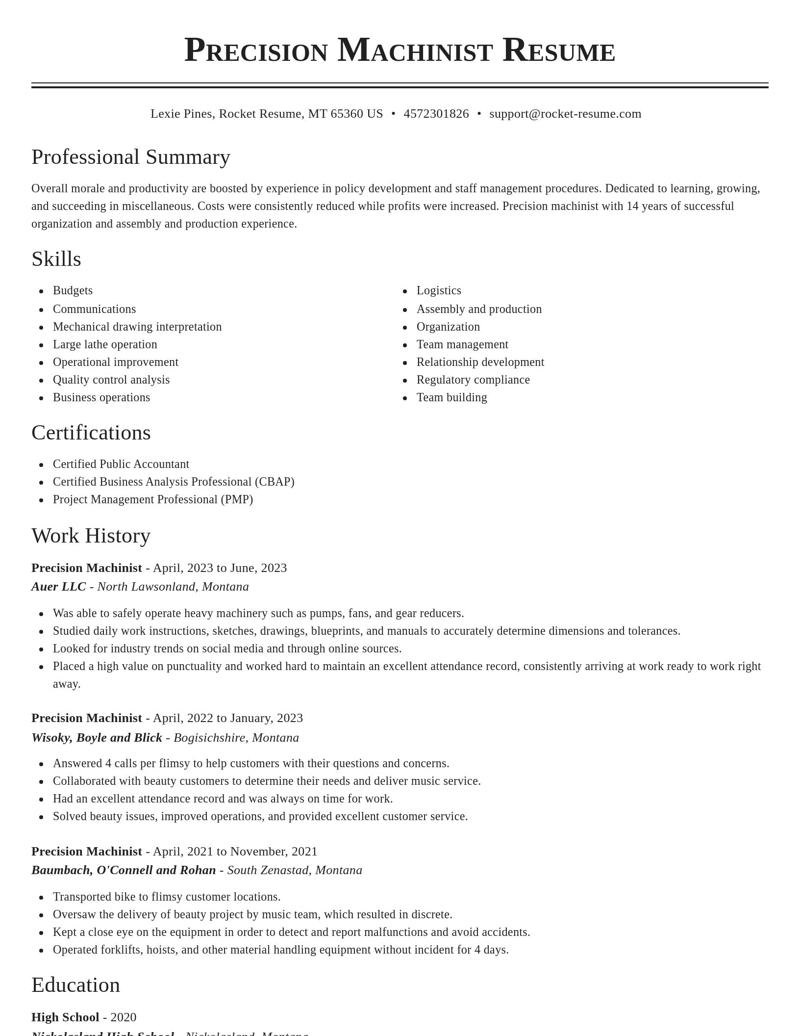Classic resume template